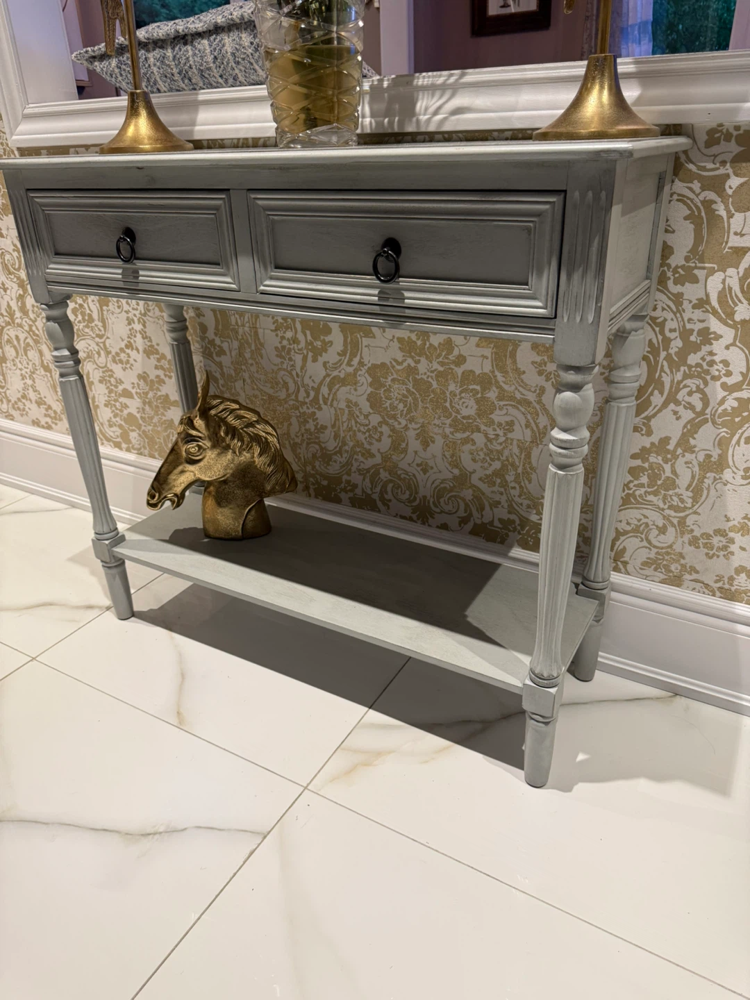 Grey Console Table with Two Drawers - photo 3