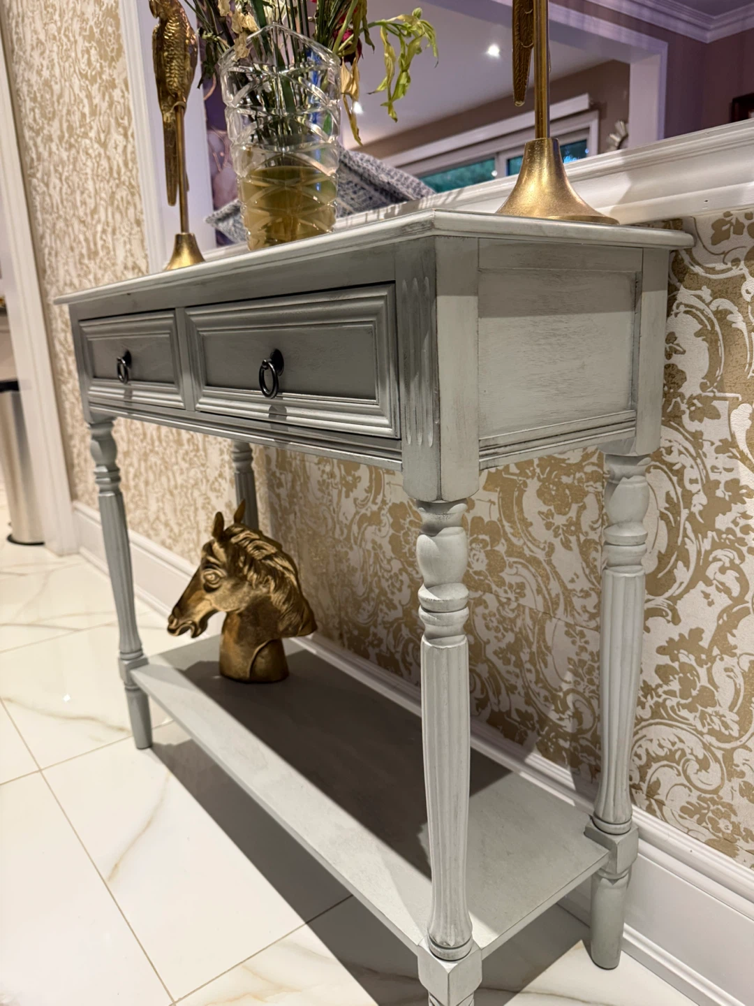 Grey Console Table with Two Drawers - photo 2