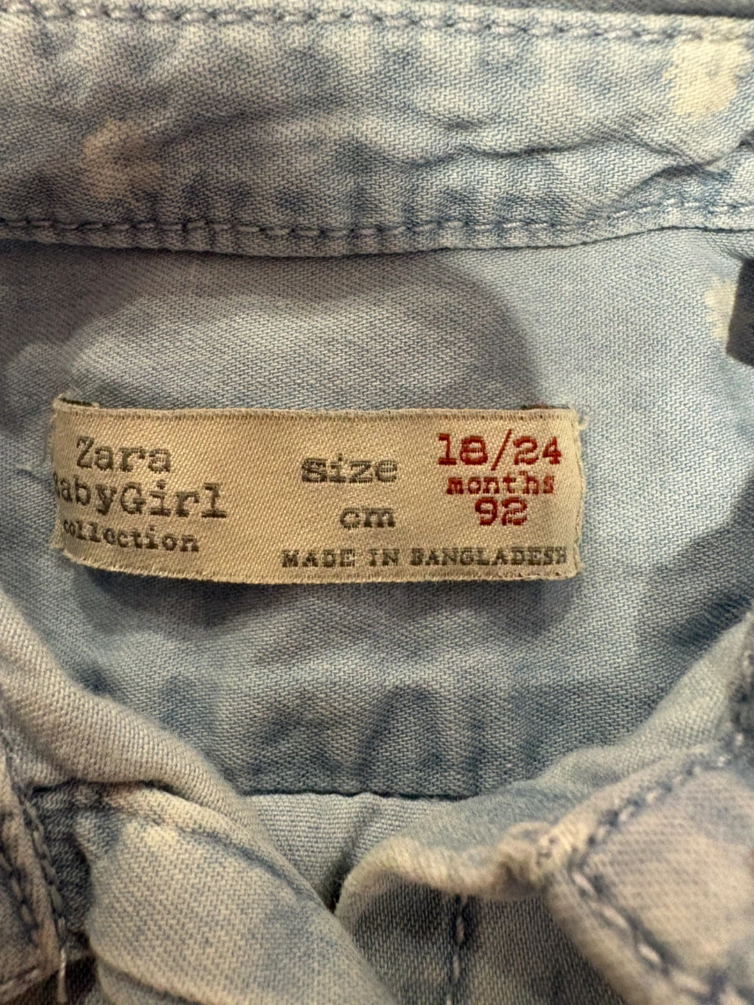 Zara Baby Girl Chambray Button-Up Shirt Daisy Print - photo 2