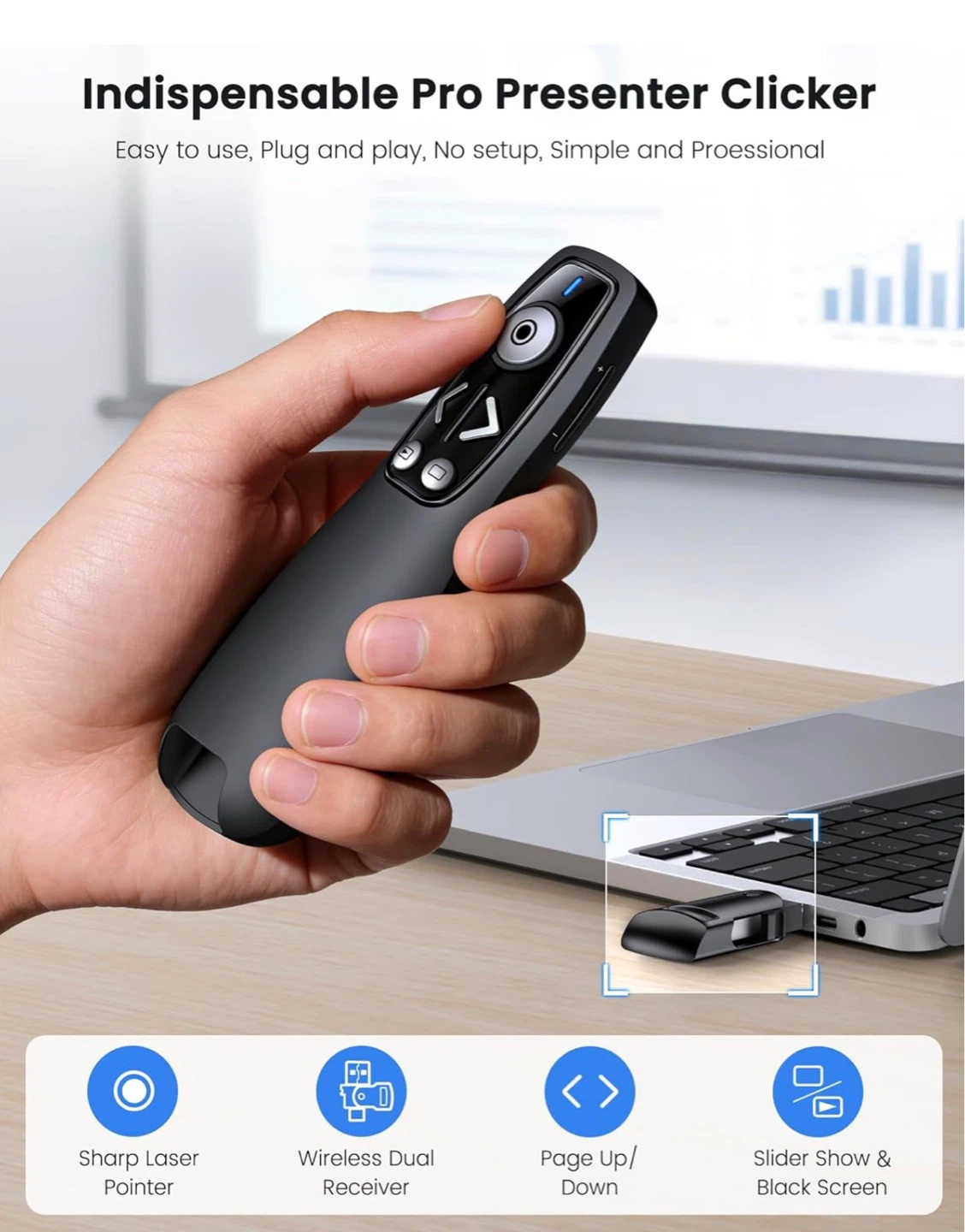 ELISWEEN USB Type C Wireless Presentation Clicker Remote - photo 2