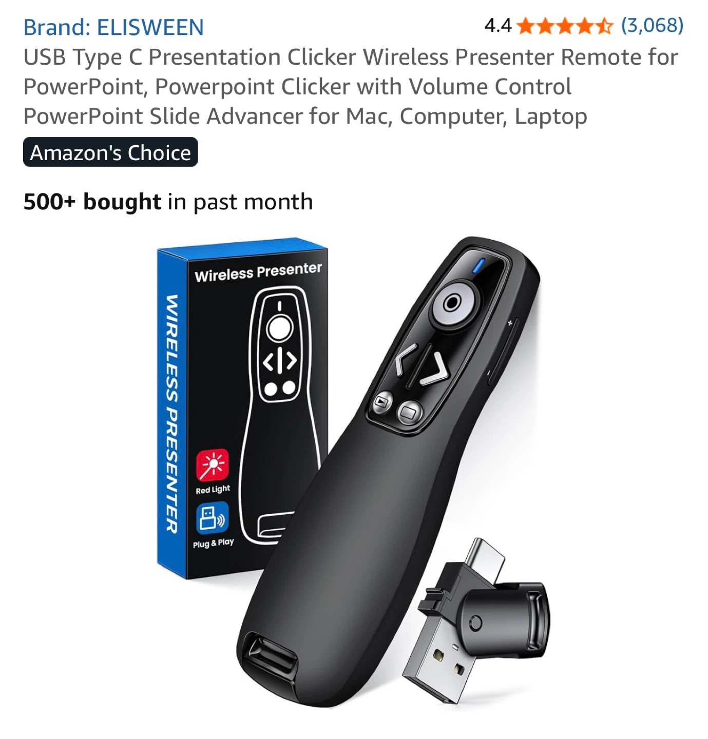 ELISWEEN USB Type C Wireless Presentation Clicker Remote
