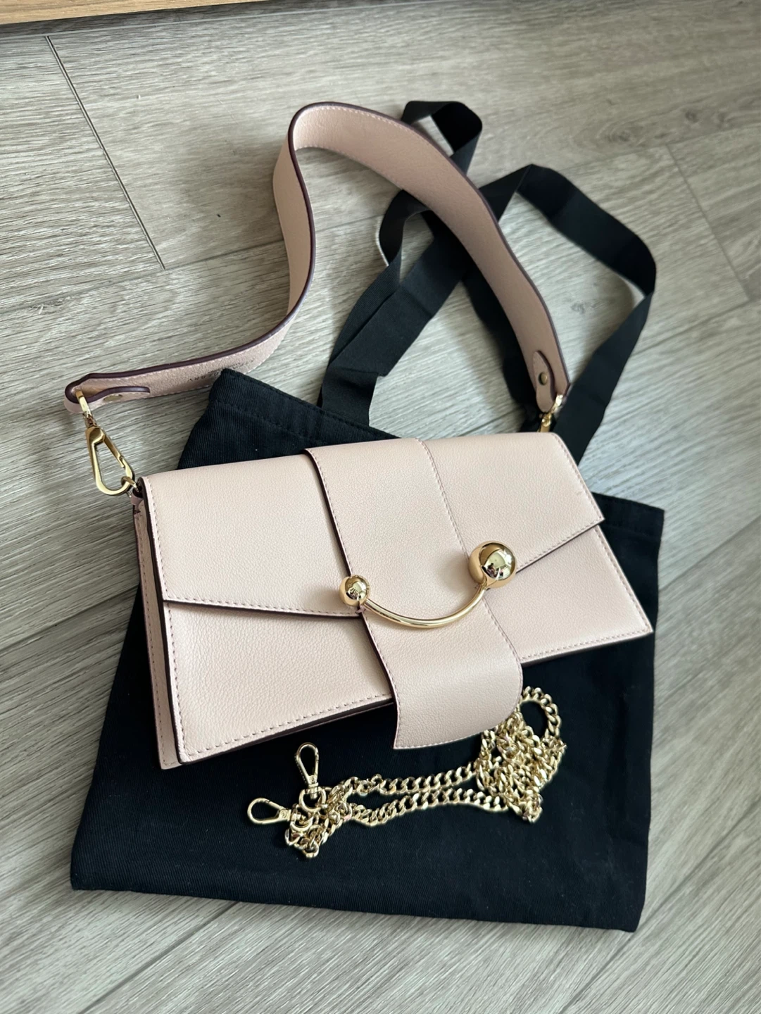 Strathberry Pink Mini Crescent Shoulder / Crossbody Bag