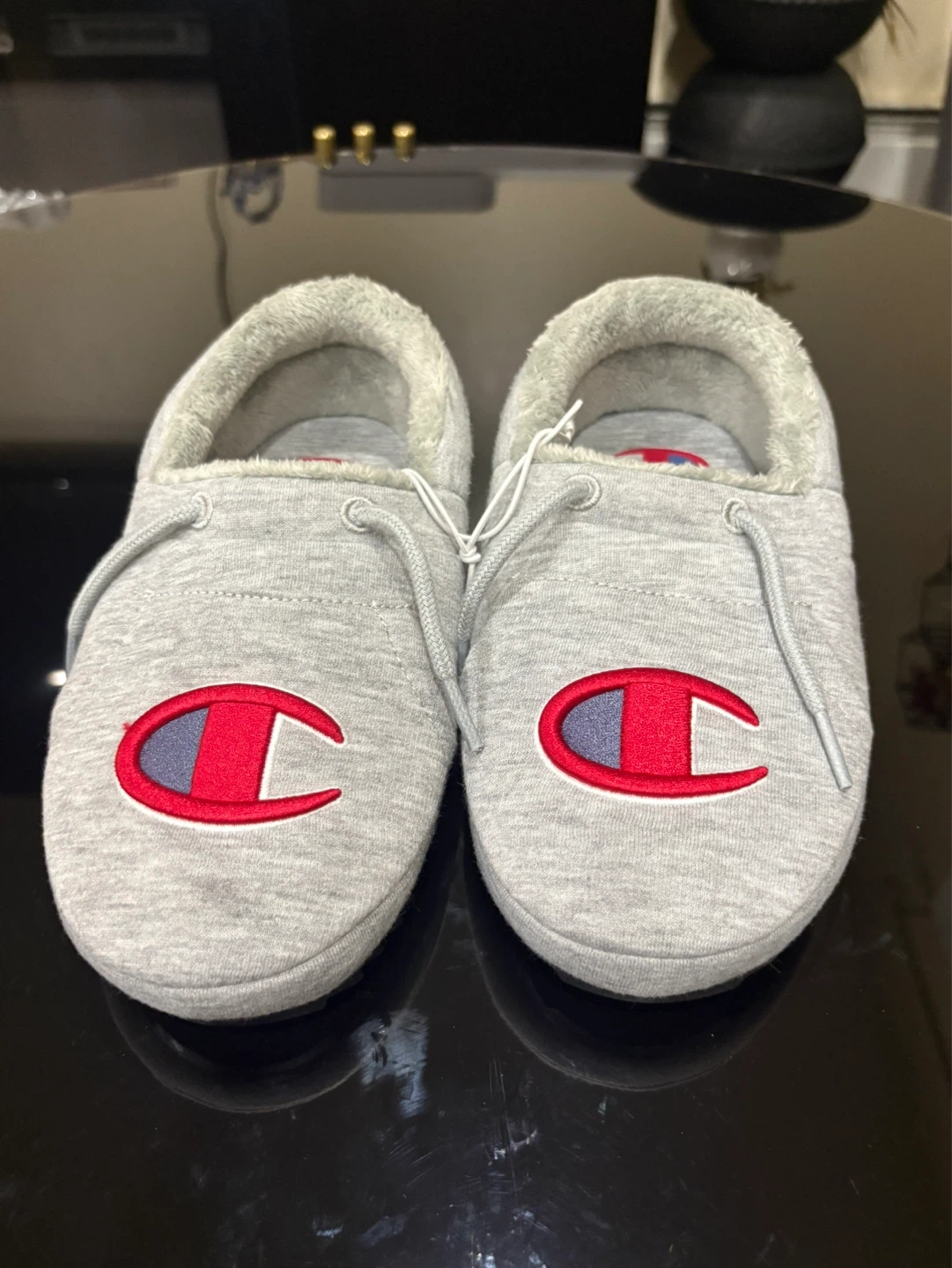 Champion Gray Fleece Lined Slippers - Women's M4/W6