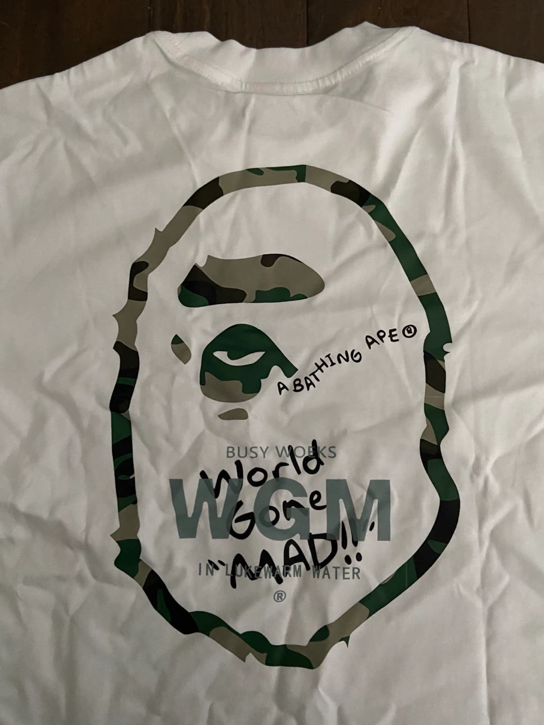 A Bathing Ape BAPE "World Gone Mad" T-Shirt - White, Size M - photo 3