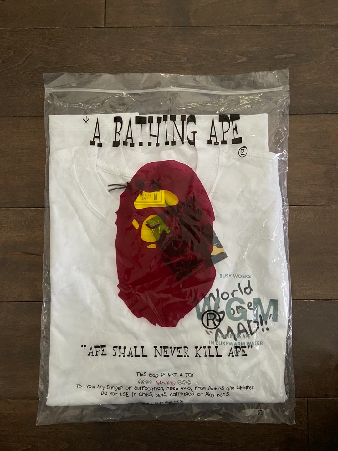 A Bathing Ape BAPE "World Gone Mad" T-Shirt - White, Size M