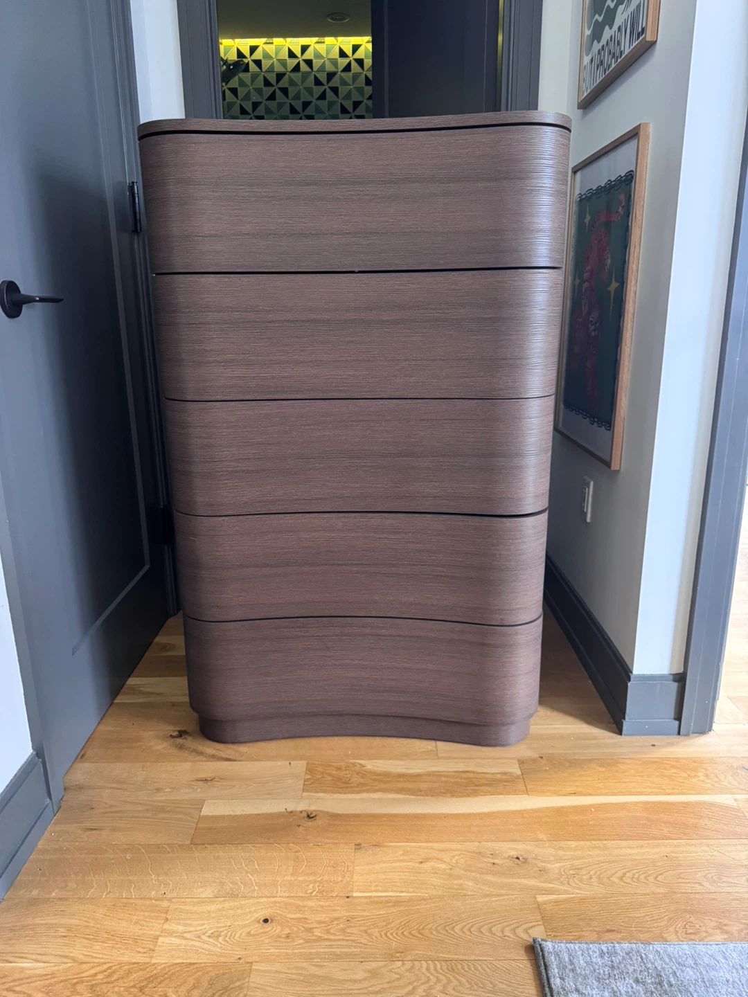 Modway Mirae 5-Drawer Curved Dresser - Brushed Brown Oak - photo 4