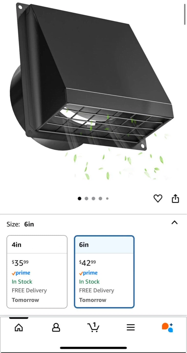 Black Vent Outlet Cover 6in