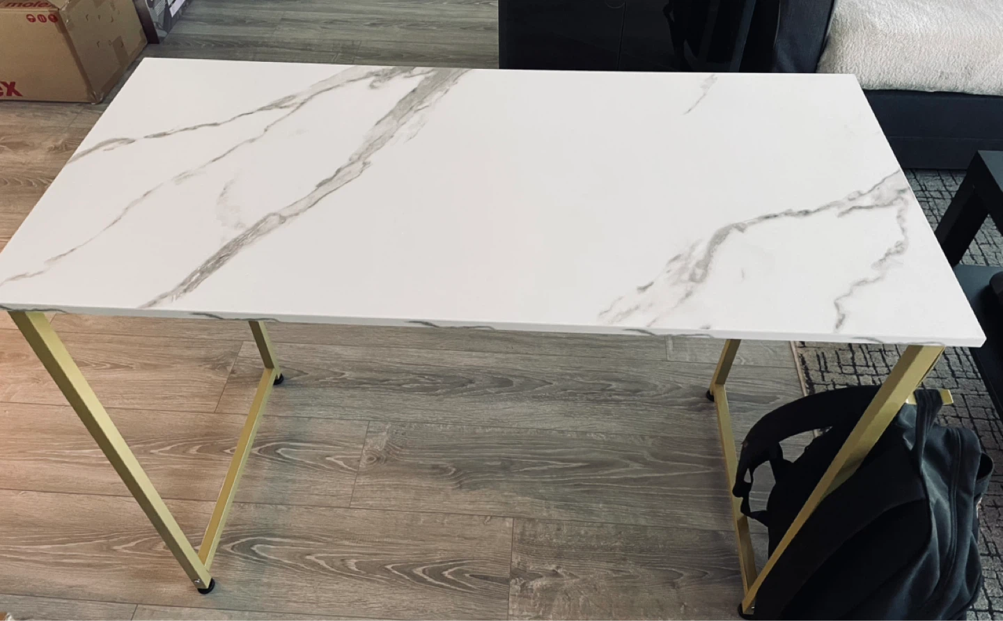 Marble Pattern Top Desk with Gold Legs - photo 3