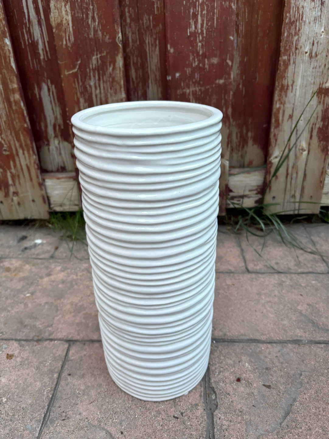 White Textured Ceramic Vase