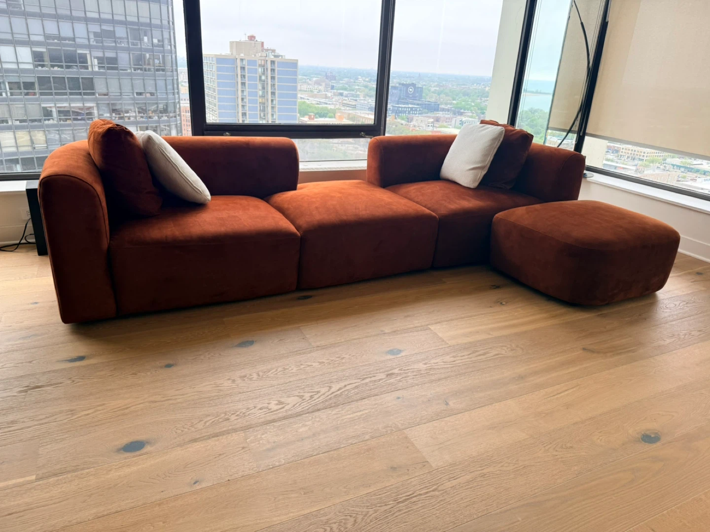 Burnt Orange Sectional Sofa with Ottoman - photo 2