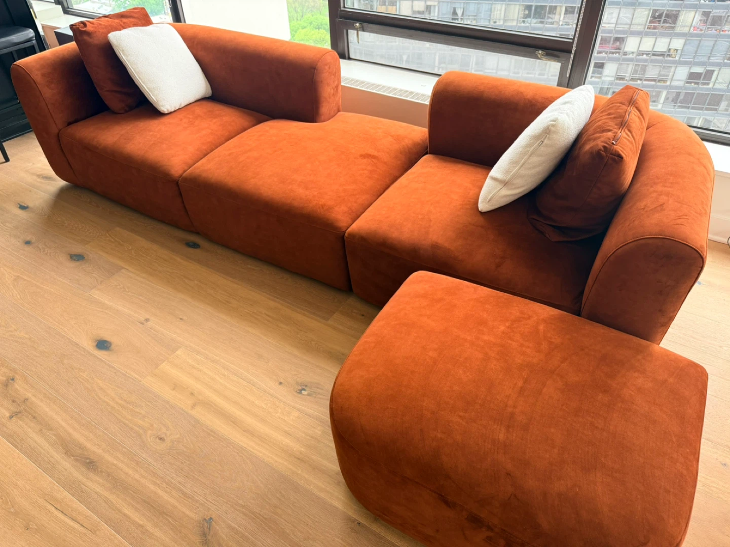 Burnt Orange Sectional Sofa with Ottoman - photo 4