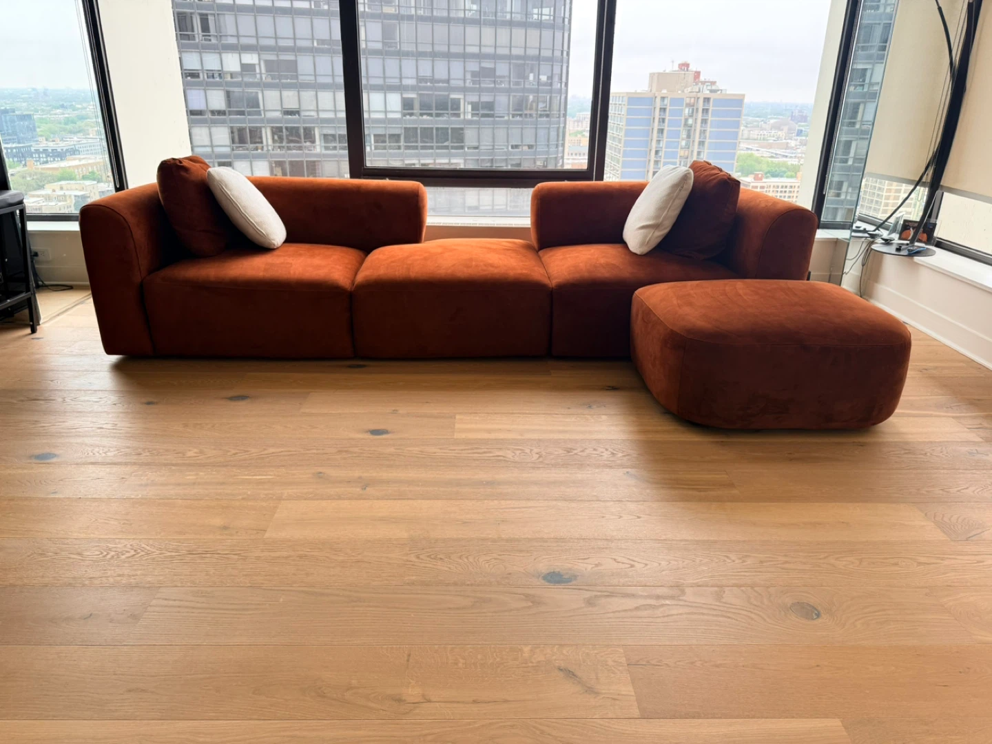 Burnt Orange Sectional Sofa with Ottoman - photo 3