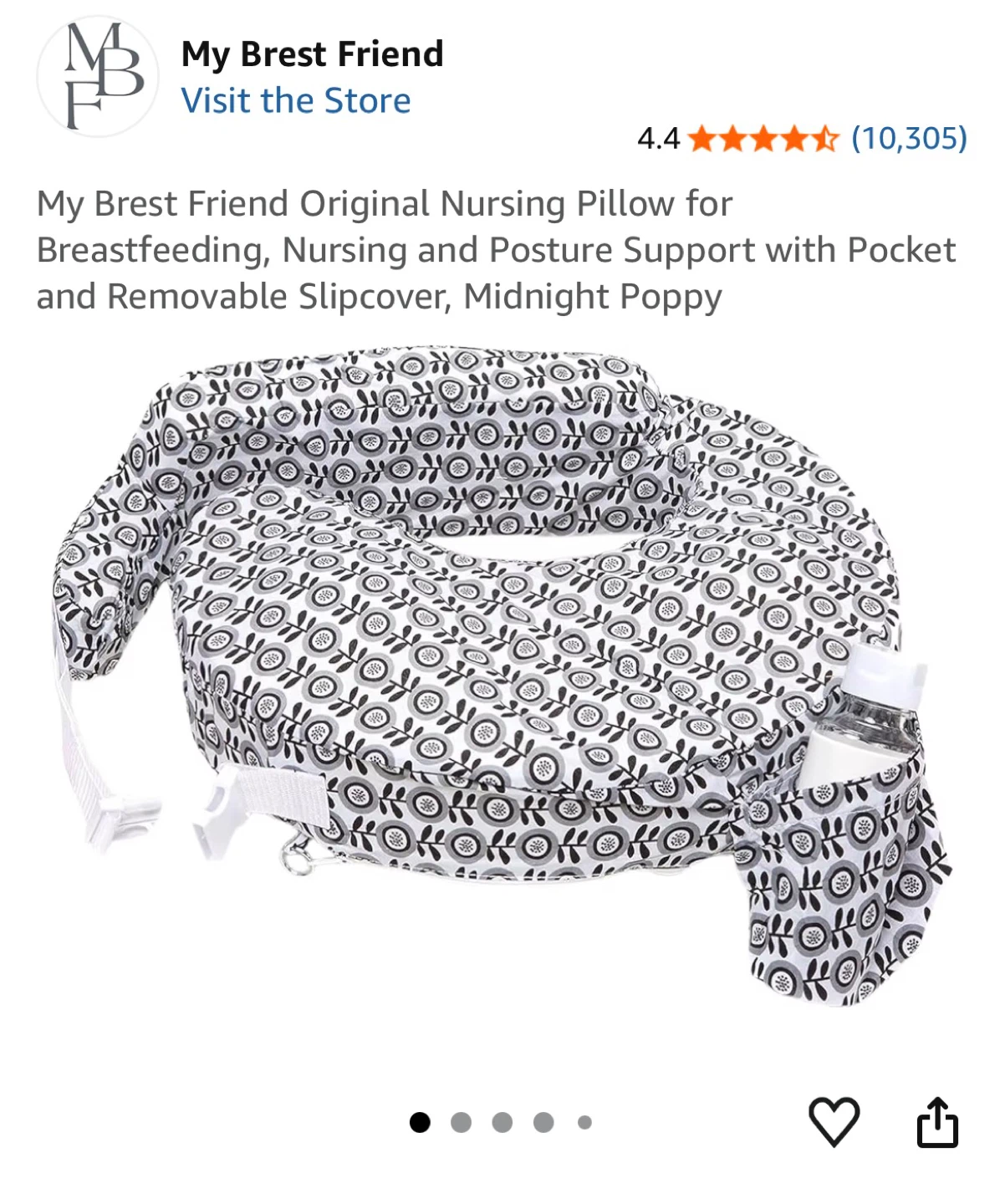 My Brest Friend Original Nursing Pillow - Midnight Poppy
