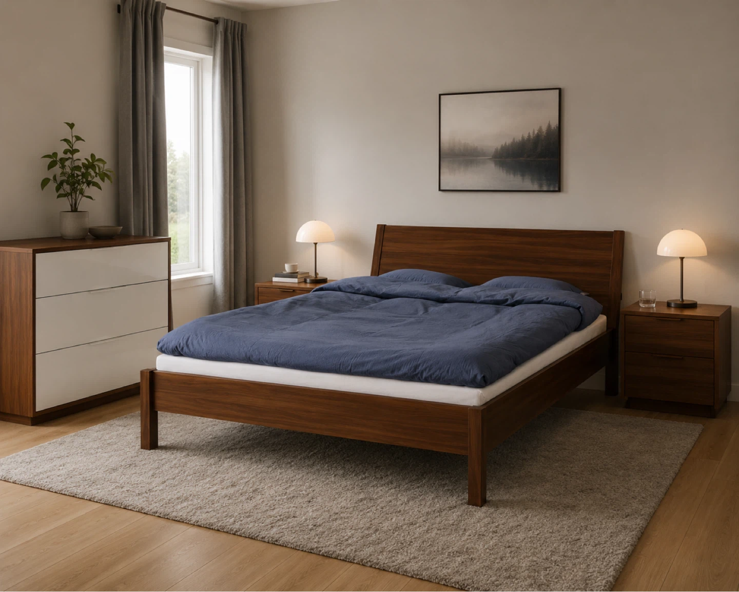 IKEA Nyvoll Bed and Dresser set