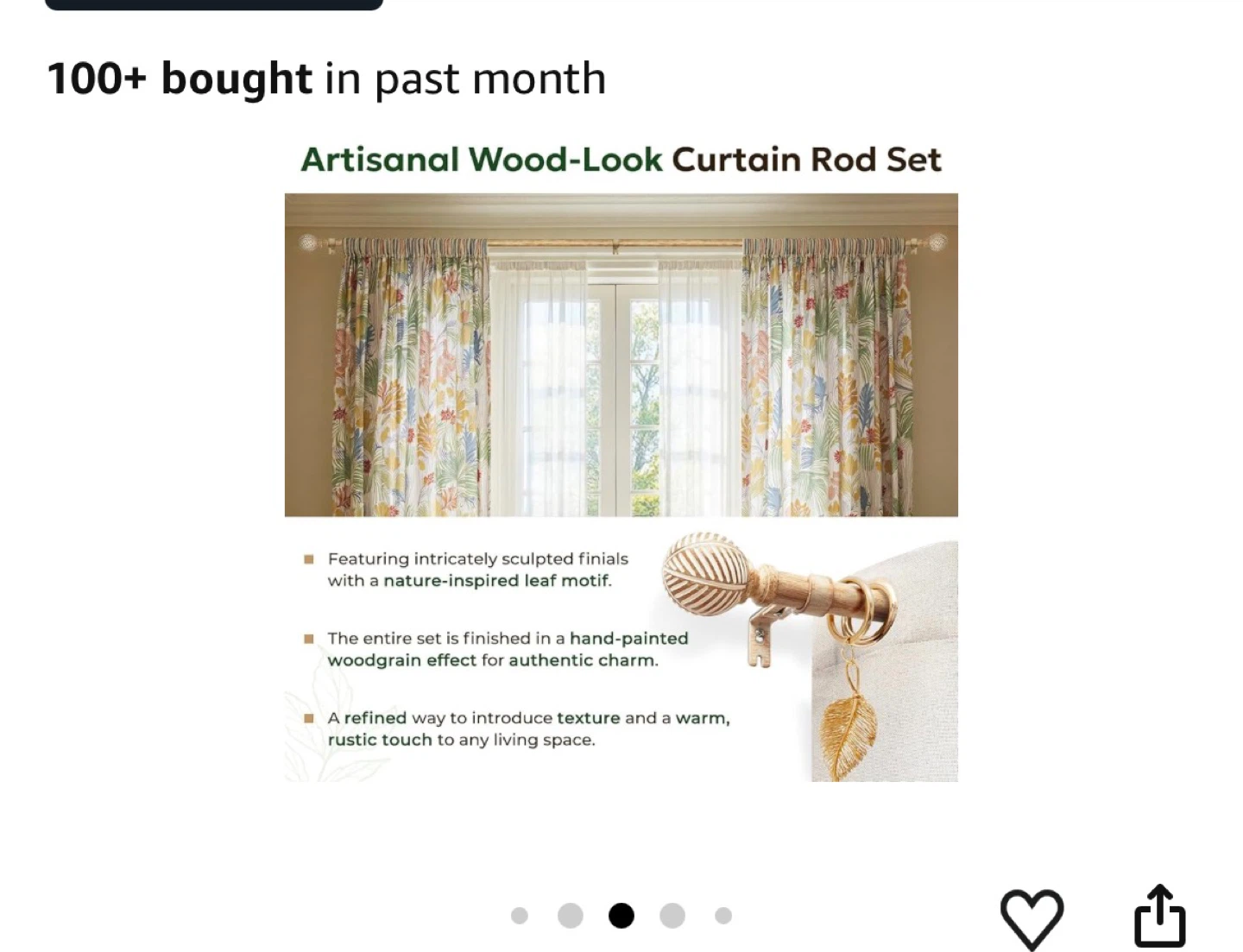 Zeerobee Wood Curtain Rod Set - 32"-120" - Brown - photo 3