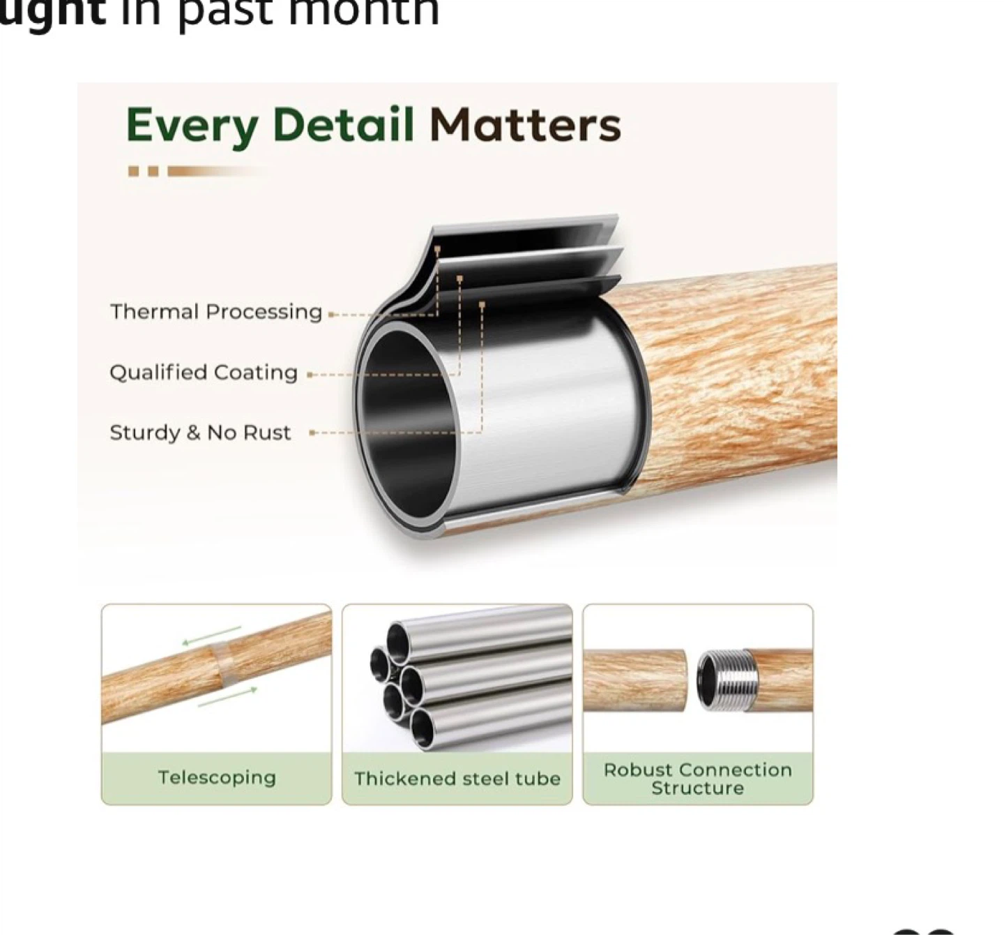 Zeerobee Wood Curtain Rod Set - 32"-120" - Brown - photo 5