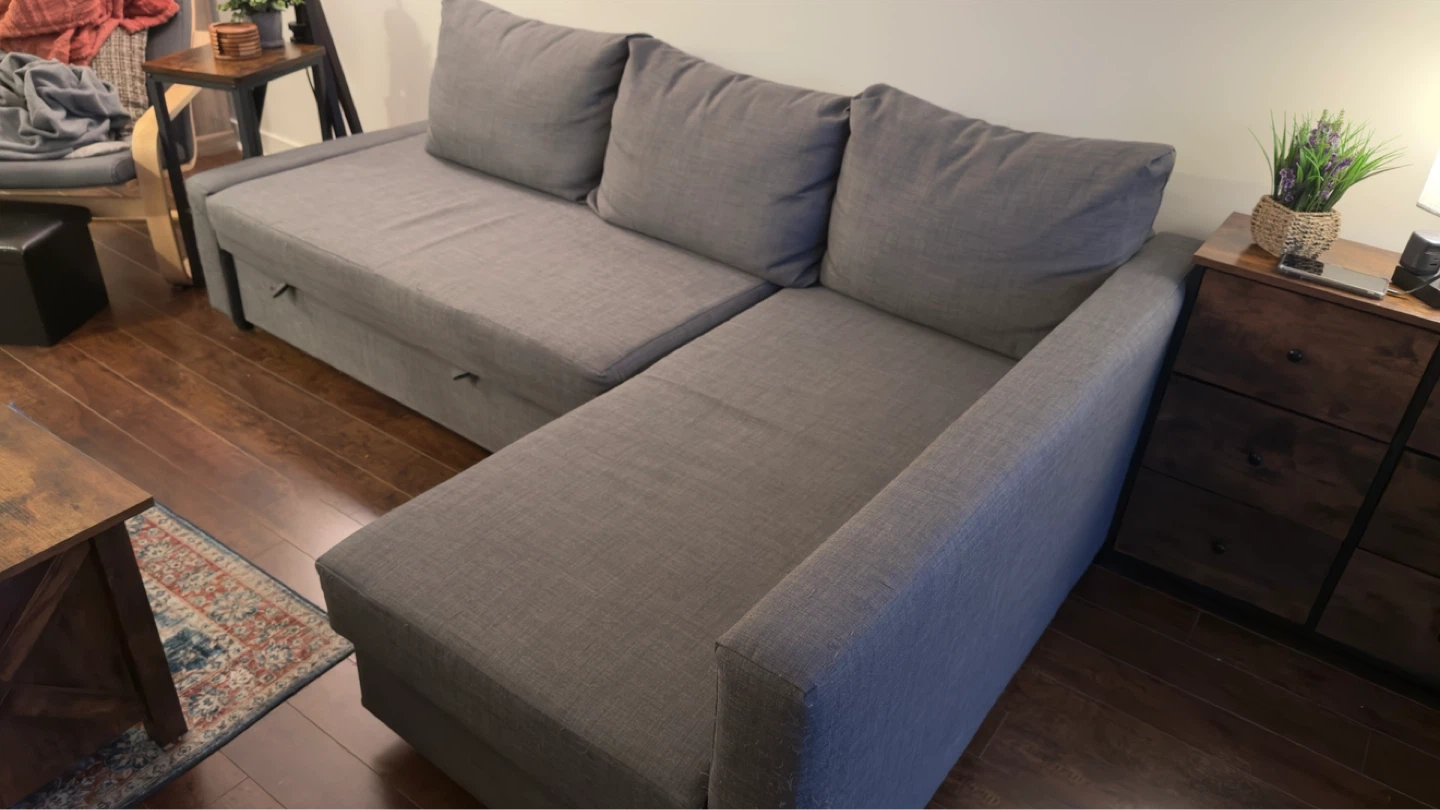 IKEA Grey Sectional Sofa Bed with Storage