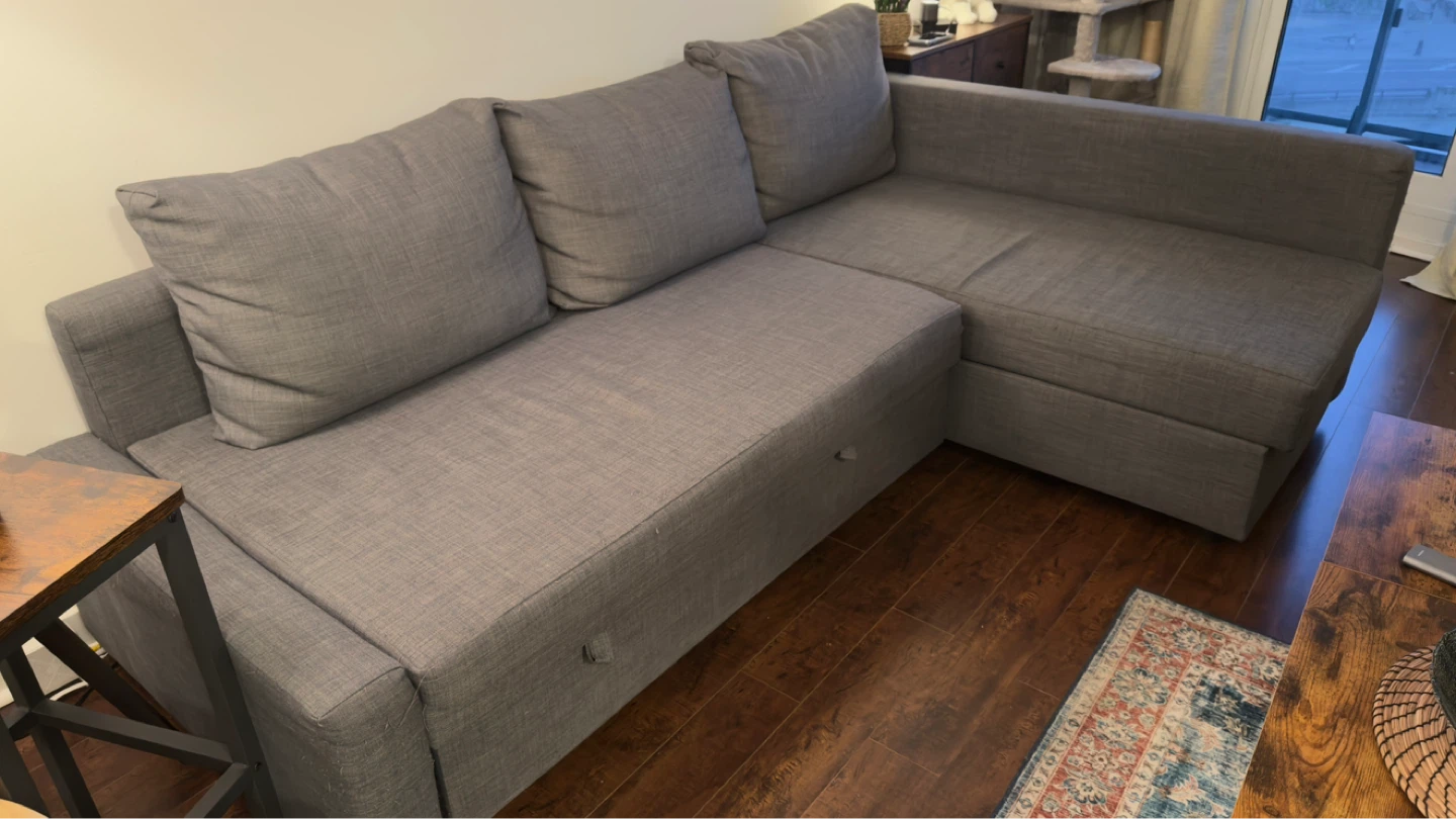 IKEA Grey Sectional Sofa Bed with Storage - photo 2