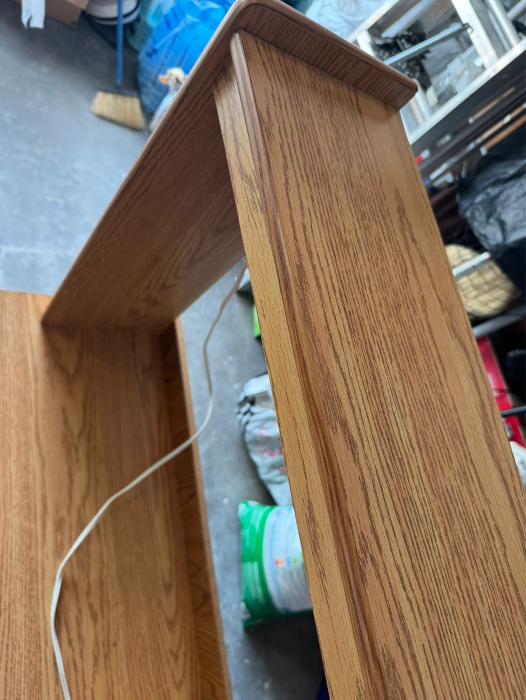Modern Oak finish computer desk with hutch and light - photo 3