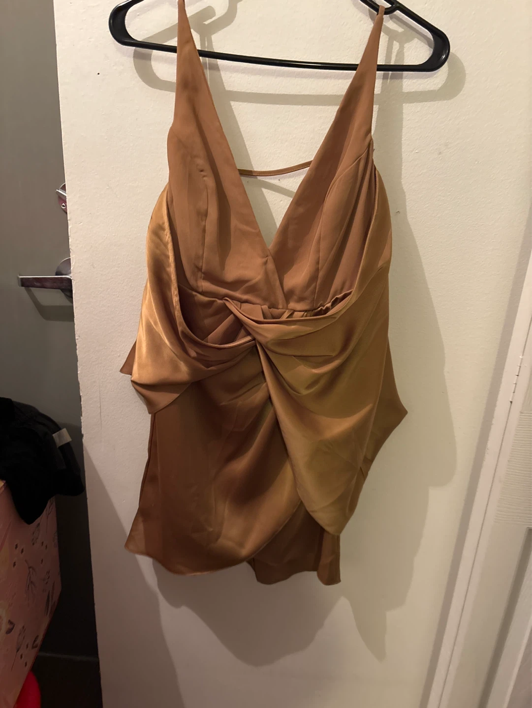 ASOS Satin Drape Wrap Dress - Gold - photo 2
