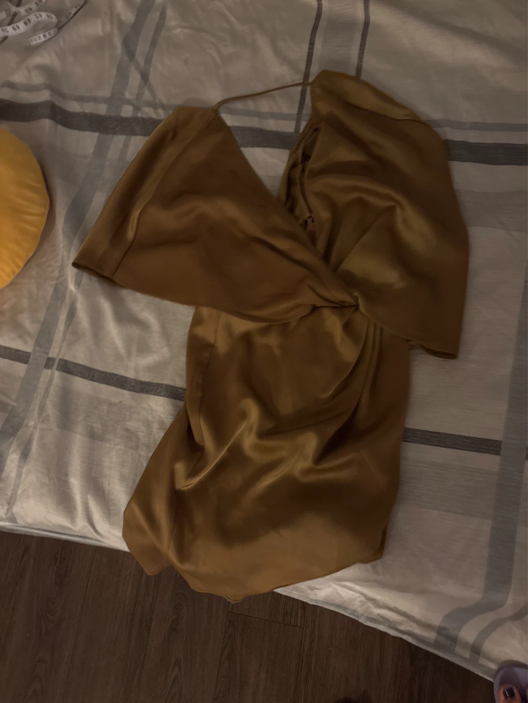 ASOS Satin Drape Wrap Dress - Gold