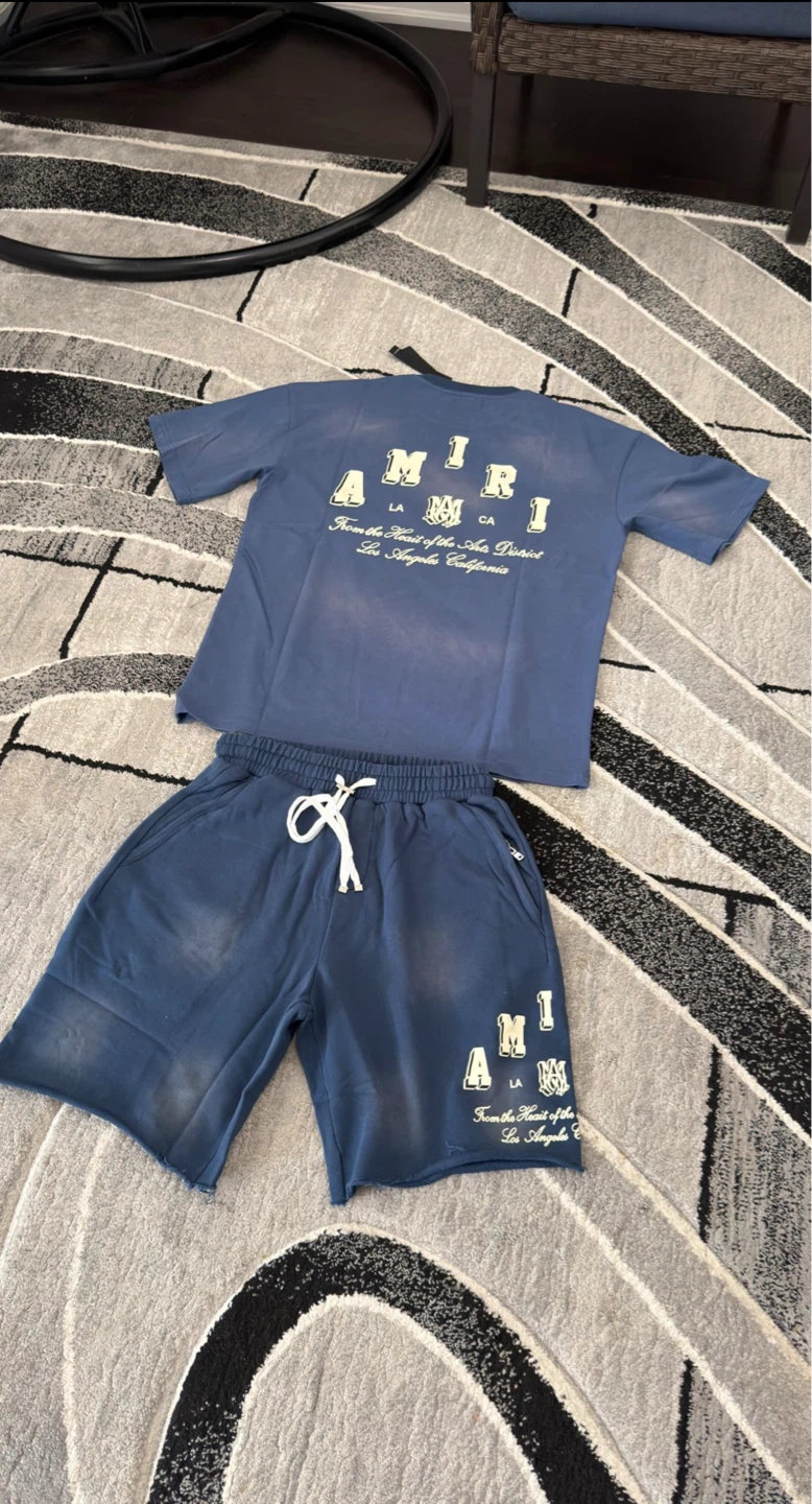 Amiri Blue T-Shirt and Shorts Set - photo 2