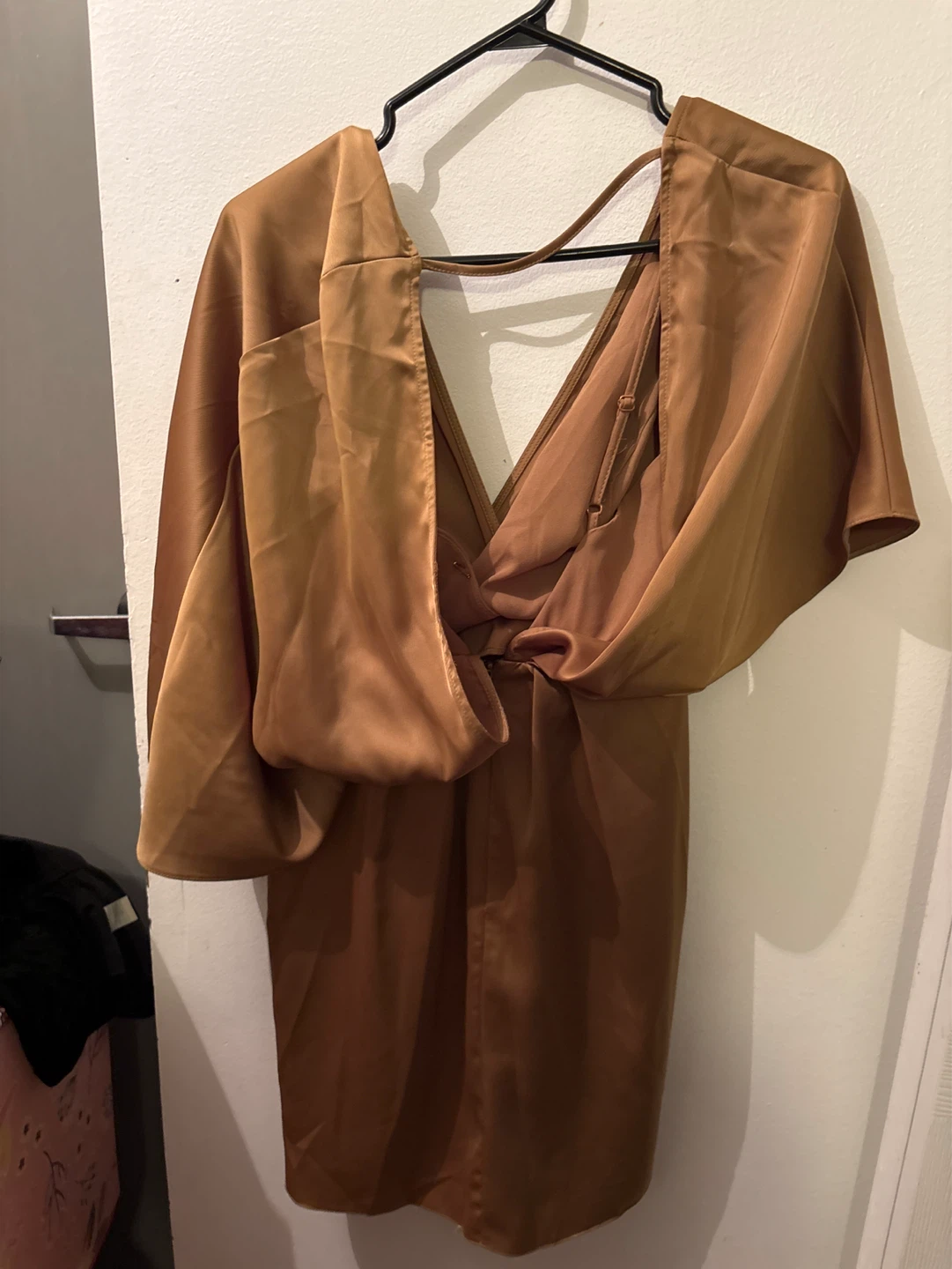 ASOS Satin Drape Wrap Dress - Gold - photo 4
