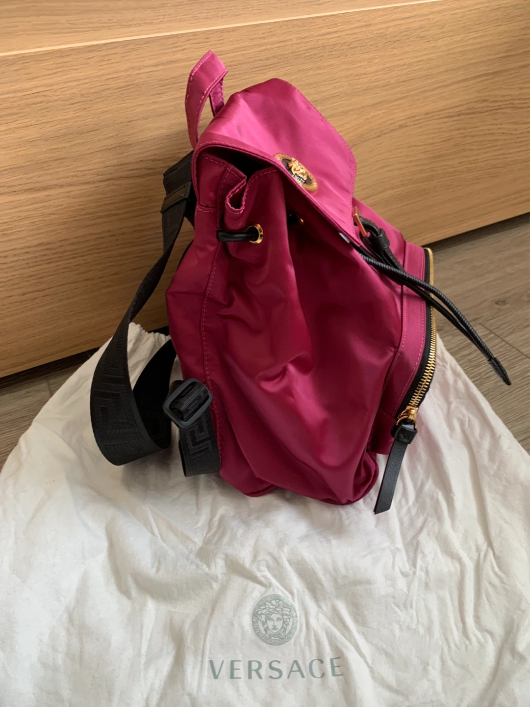Versace La Medusa Nylon Backpack in Fuchsia Pink - photo 2