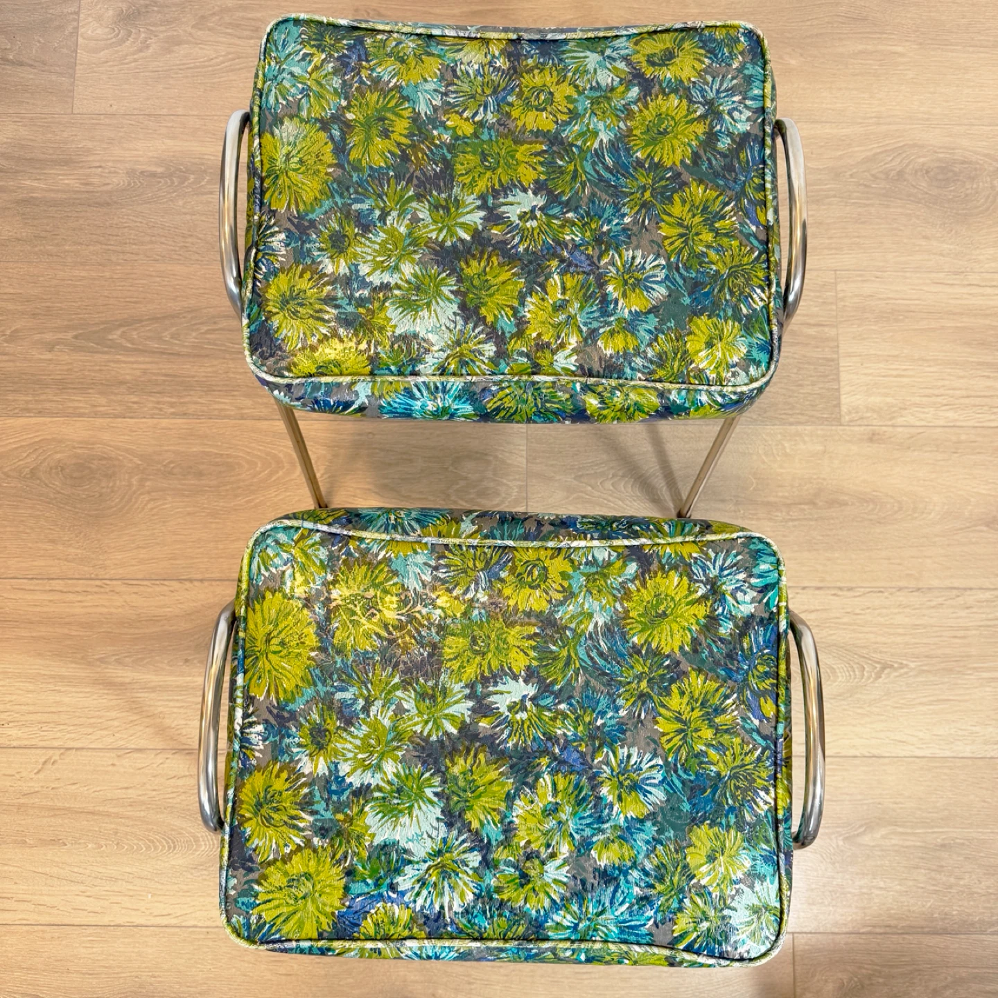 Vintage MCM Floral Stools (Set of 2) - photo 2