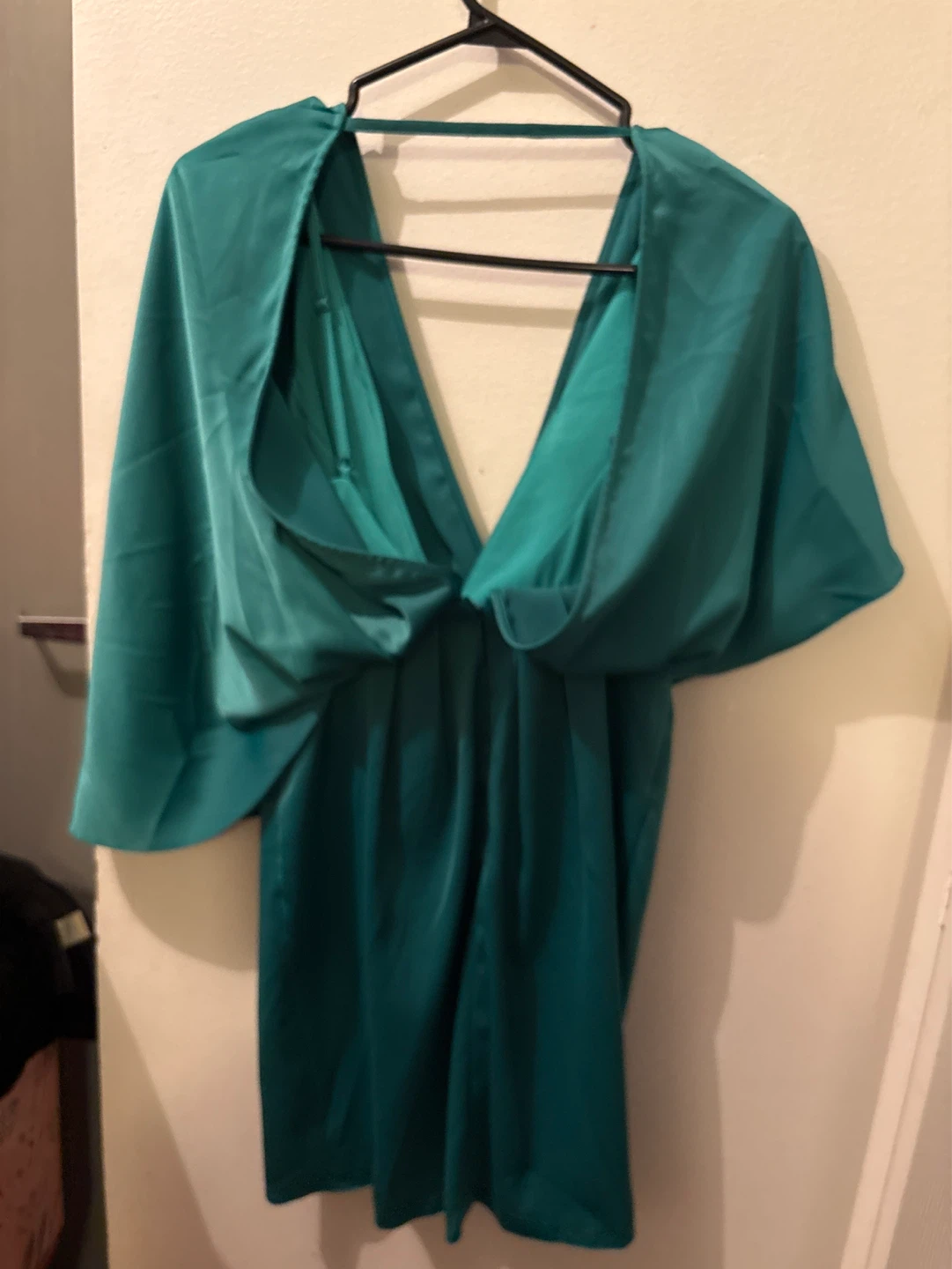 ASOS Teal Satin Plunge Neck Midi Dress - Size US 0 - photo 2