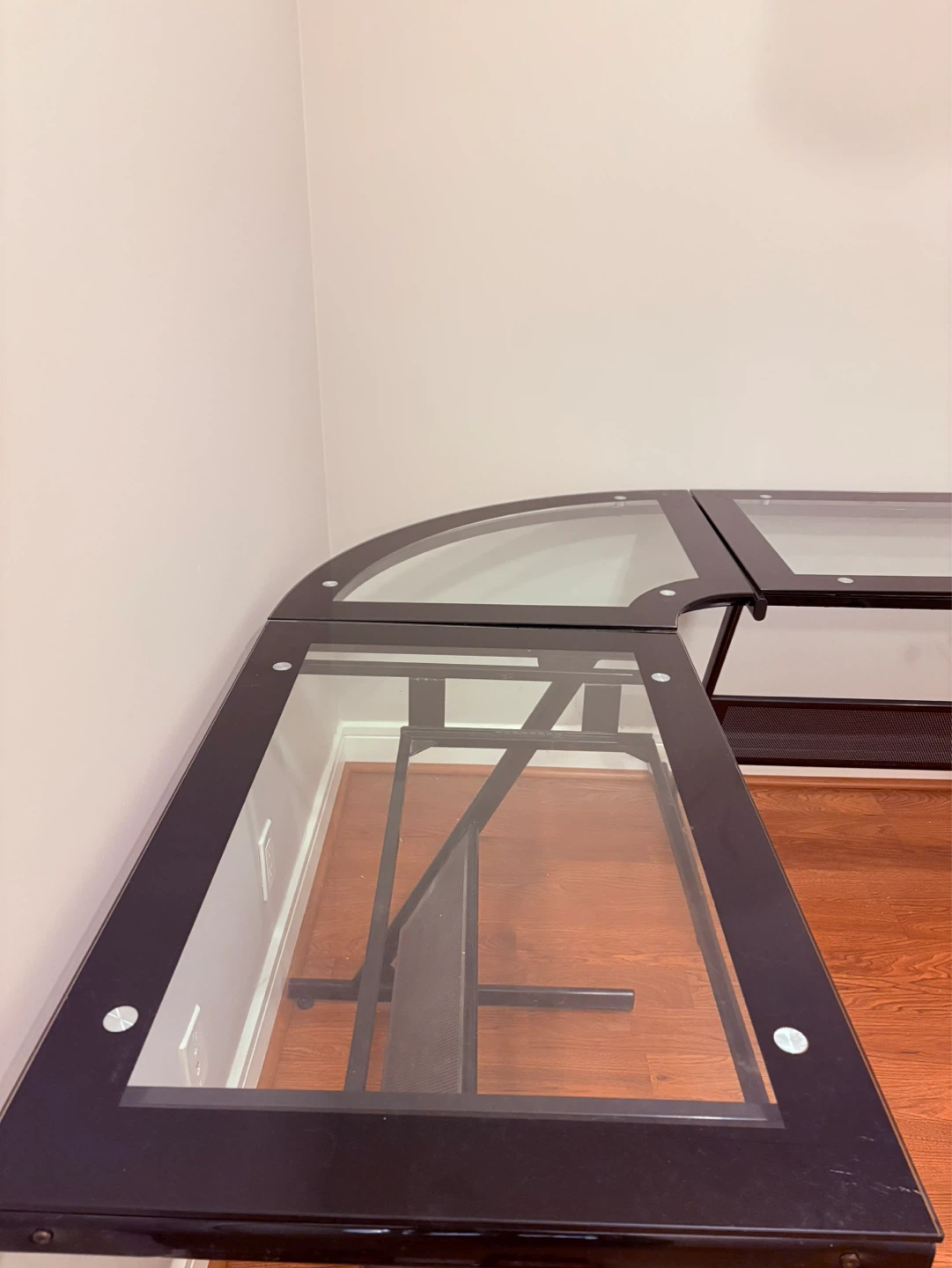 Corner Glass Desk with Metal Frame - photo 2