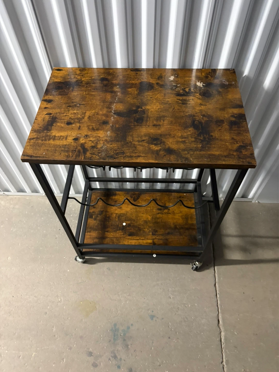 Industrial Bar Cart with Wine Rack - photo 2