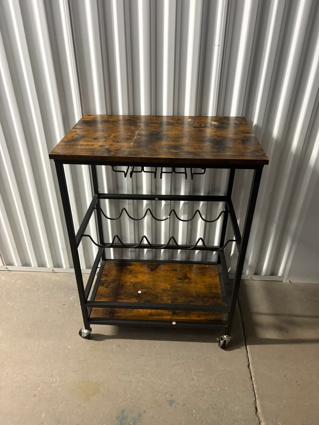 Industrial Bar Cart with Wine Rack