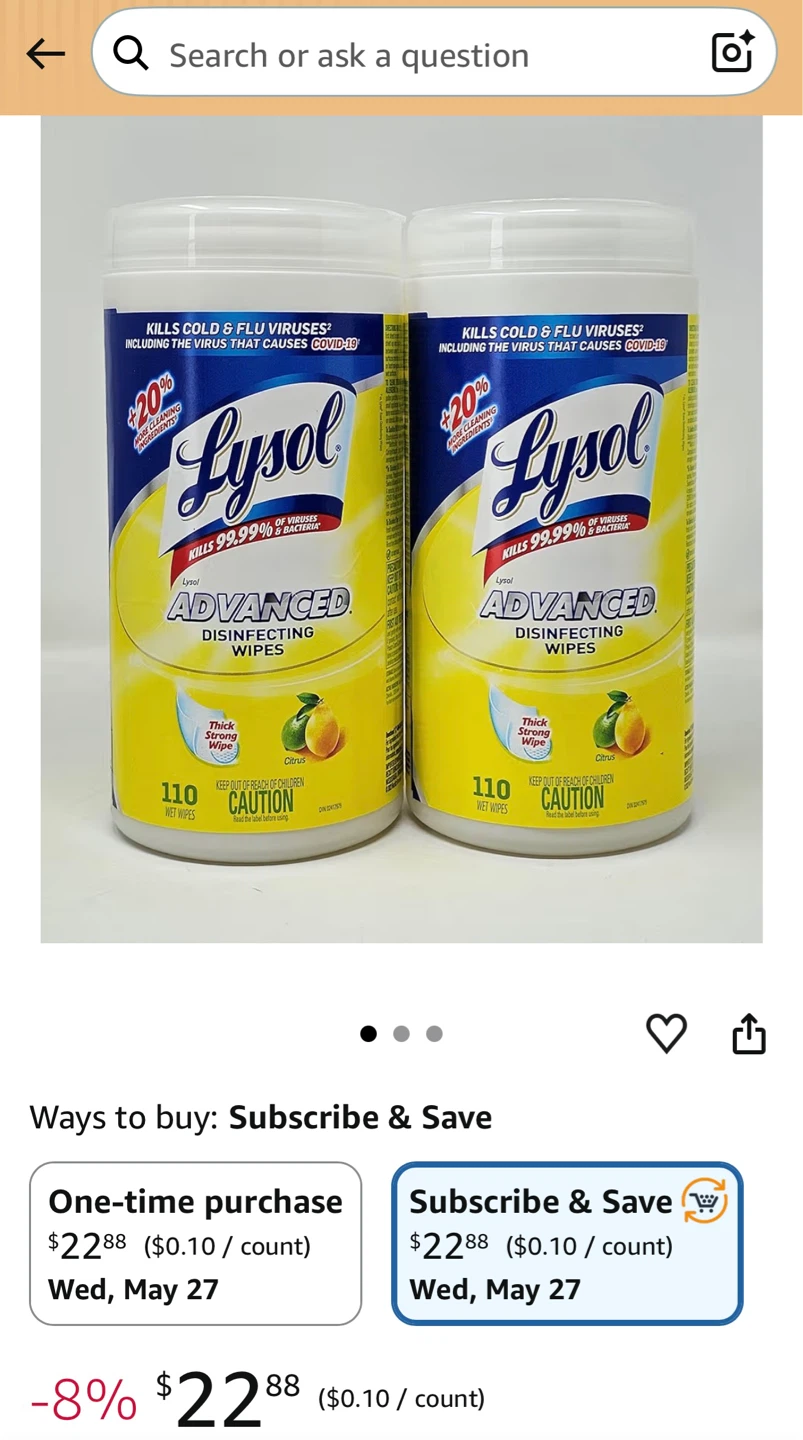 Lysol Advanced Disinfecting Wipes - Citrus (3 Pack) - photo 2