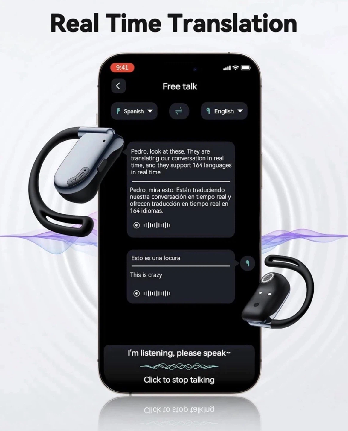 Translation Earbuds Real Time 164 Languages Al Translator - photo 4