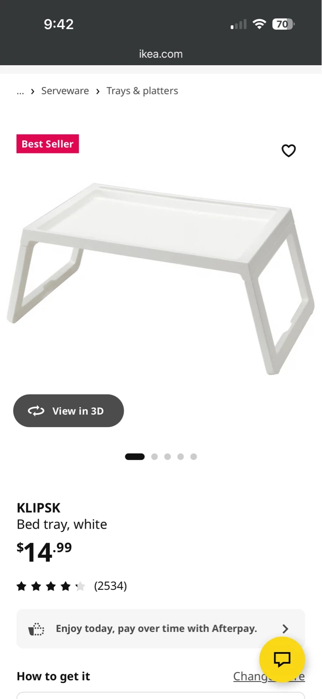 KLIPSK Bed tray, white
