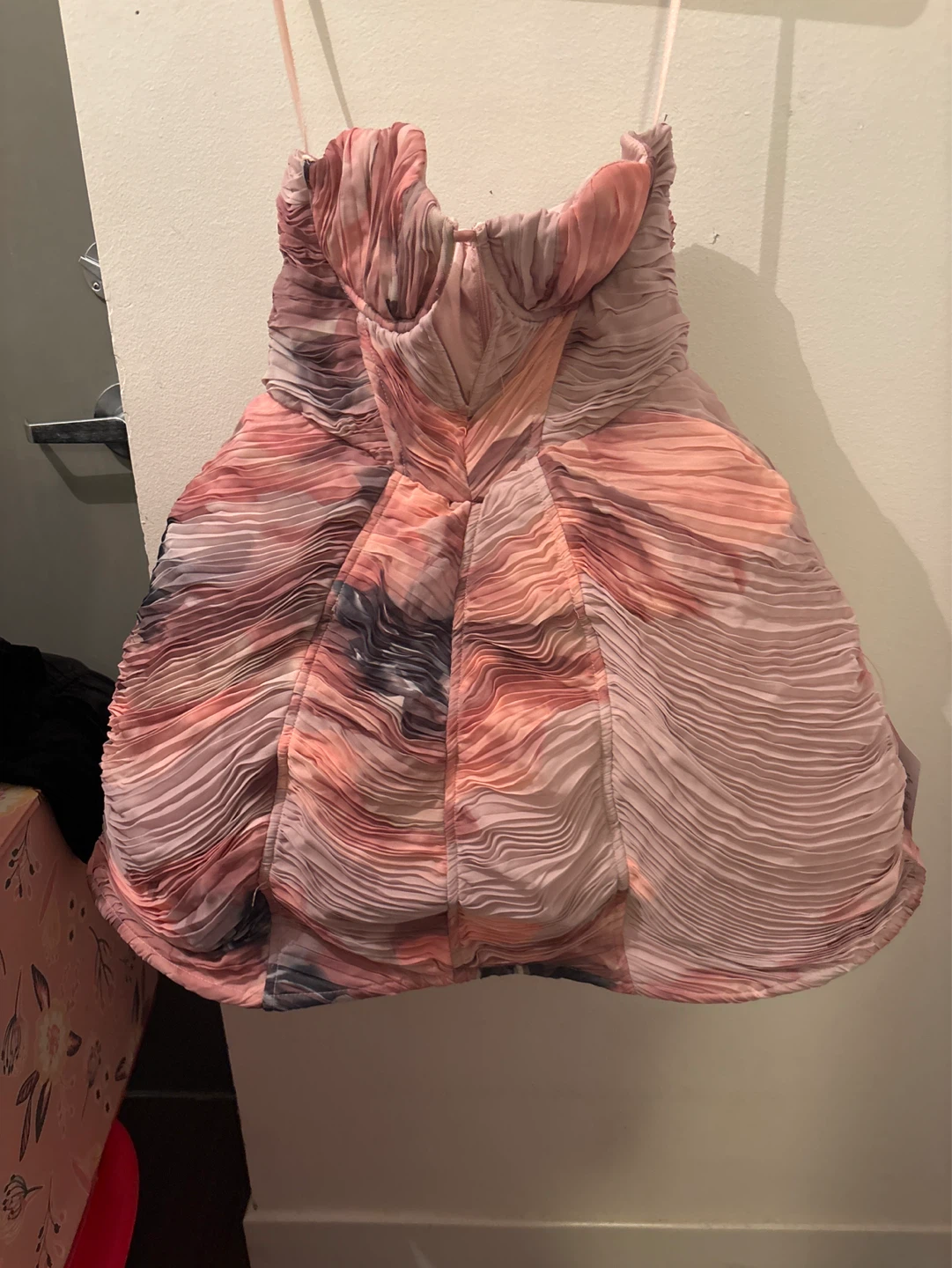 ASOS Luxe Pink Ruched Strapless Dress Size 2