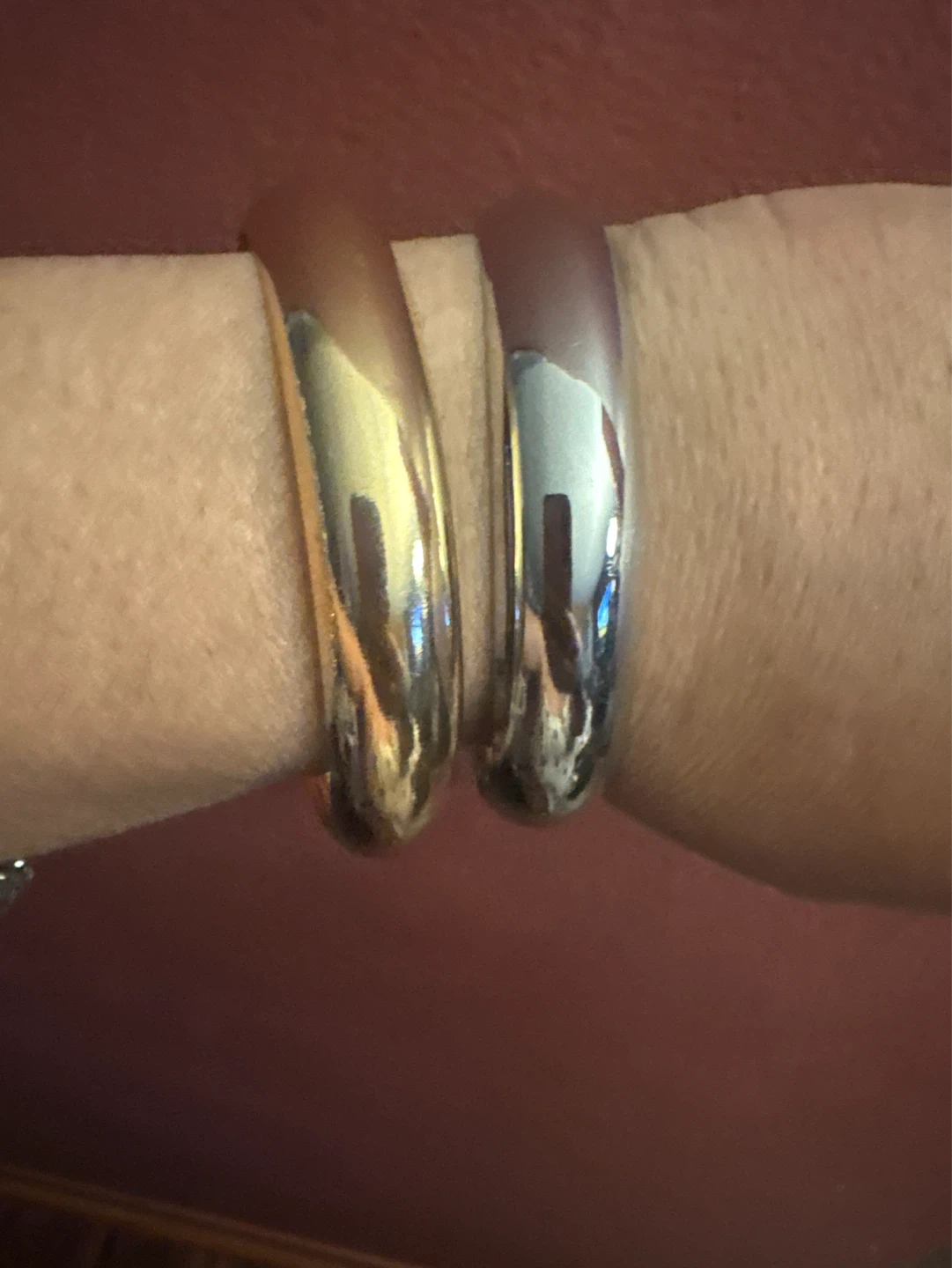 New Set of 2 Bangle Bracelets - Gold Tone & Silver Tone