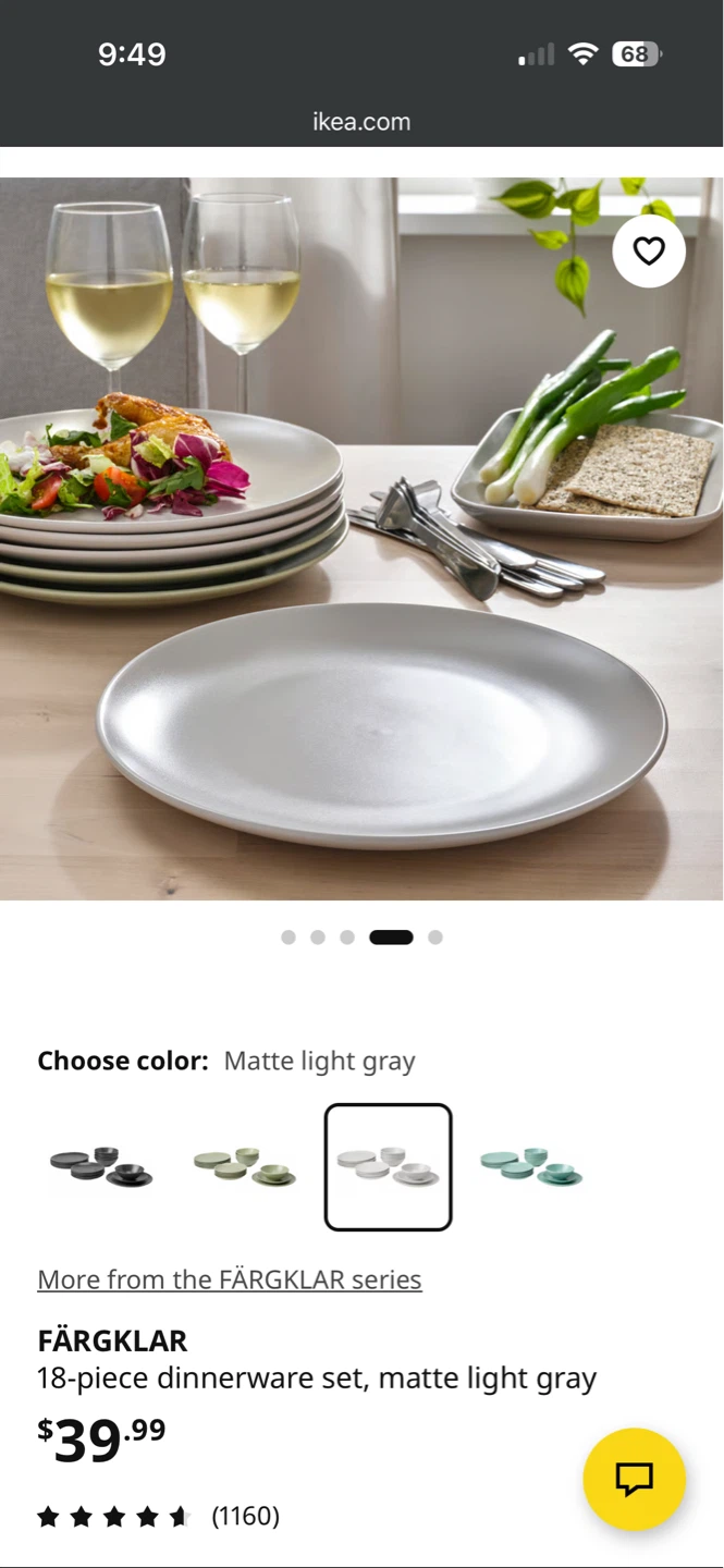 IKEA FÄRGKLAR 18-Piece Dinnerware Set - Matte Light Gray - photo 2