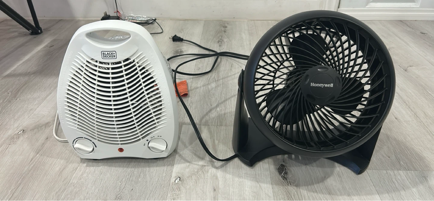 Black + Decker Heater and Honeywell Fan