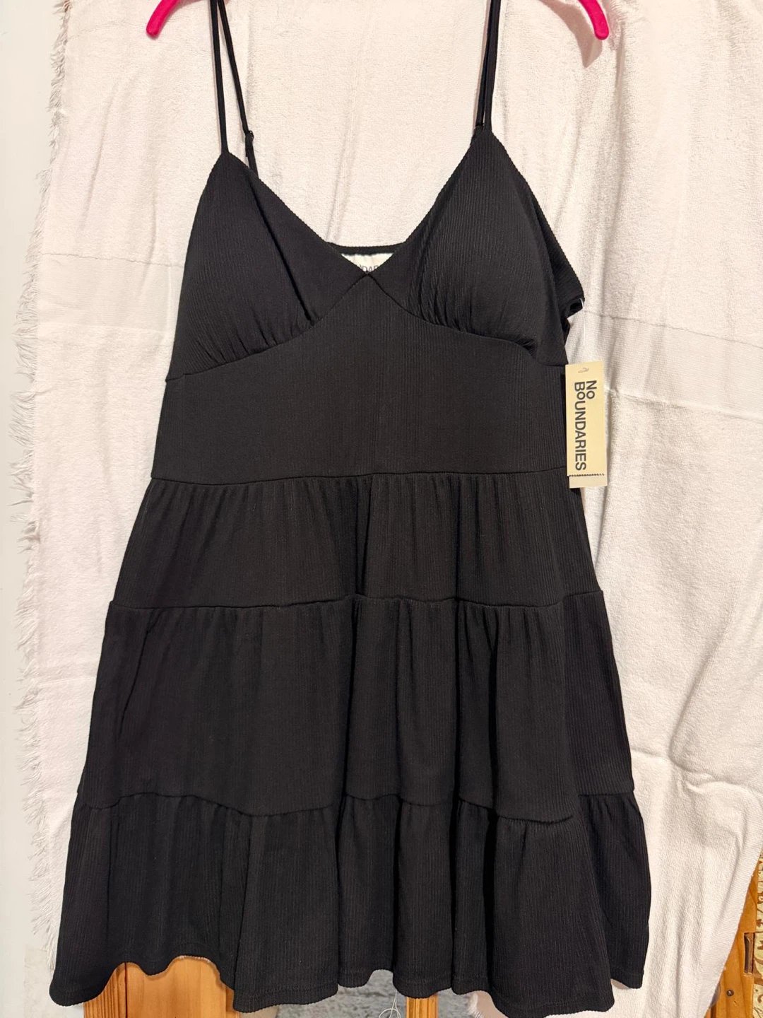No Boundaries Black Ribbed Tiered Mini Dress