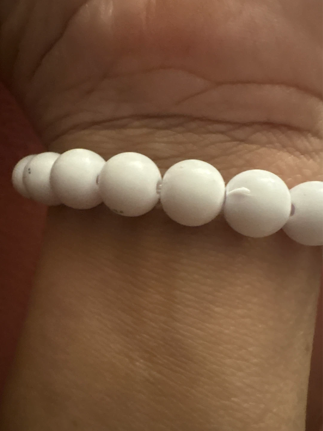 New White Beaded Stretch Bracelet with Clear Center Stone - photo 3