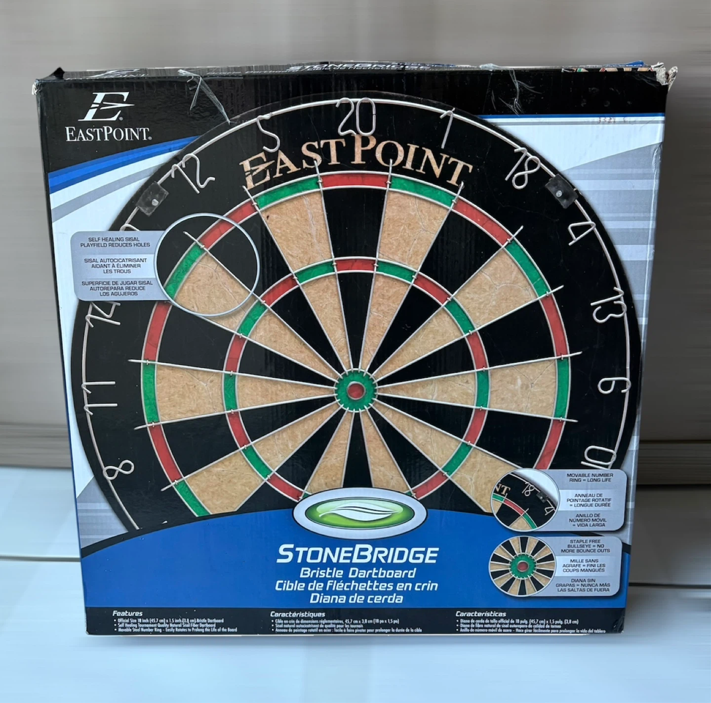 18” Steel Tip Bristle Dartboard Self healing sisal  bnew