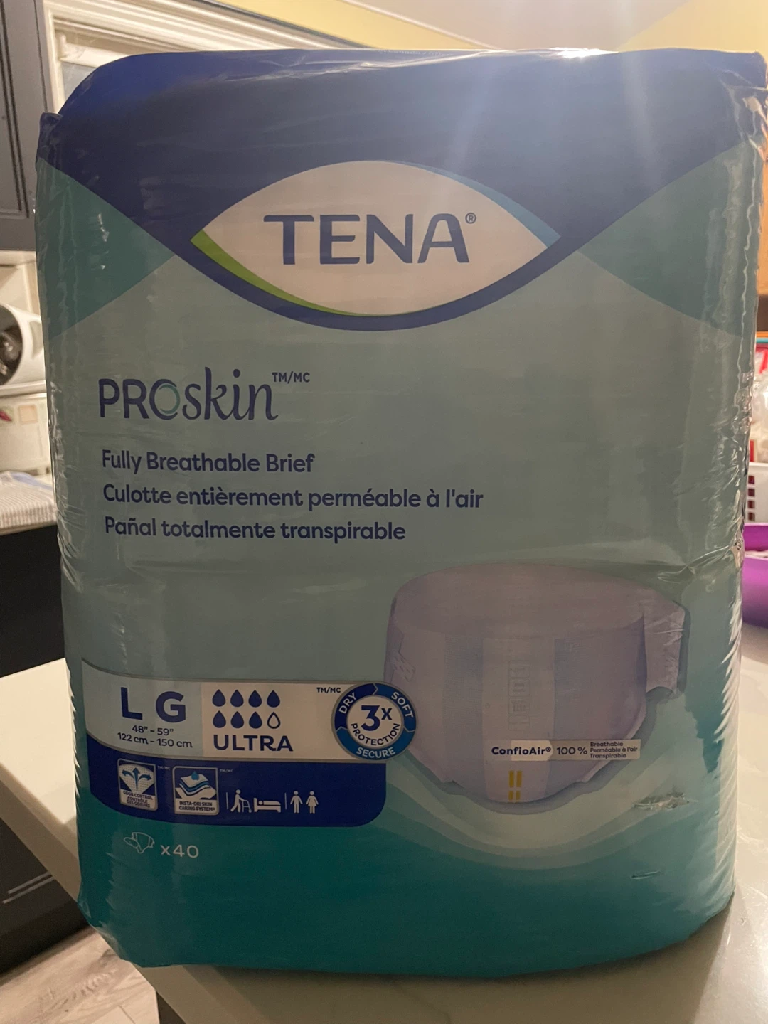 Tena Breathable Briefs, 40-pk, L/G, New - photo 5