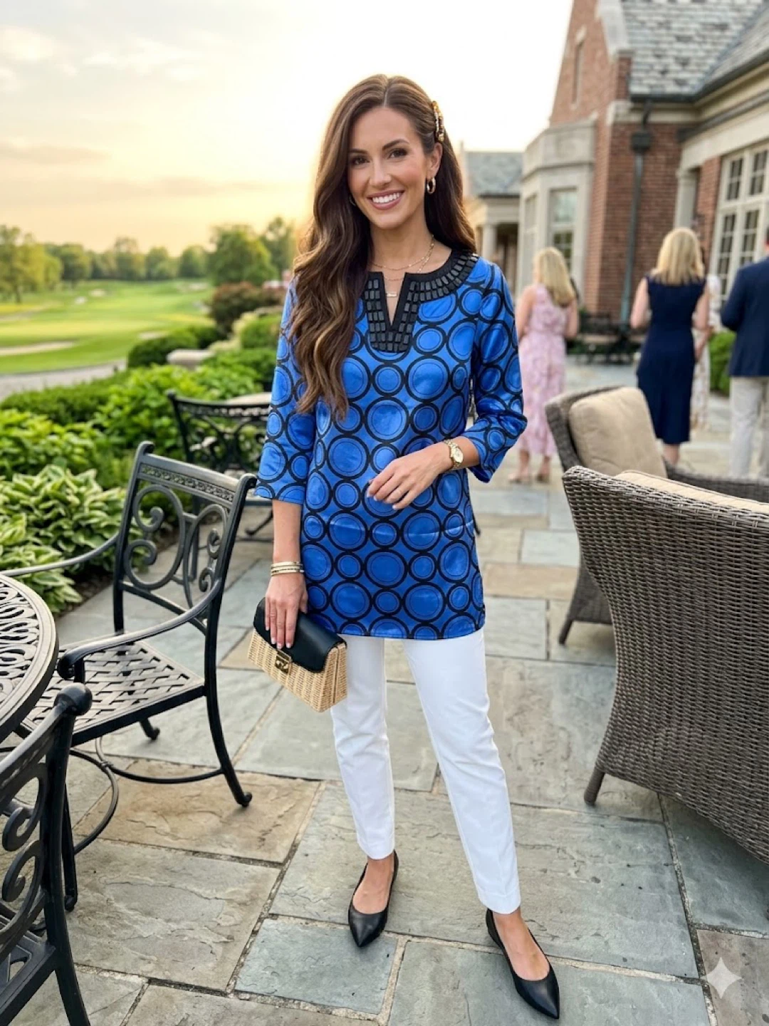 Michael Kors Blue Circle Print Tunic Top Size 4