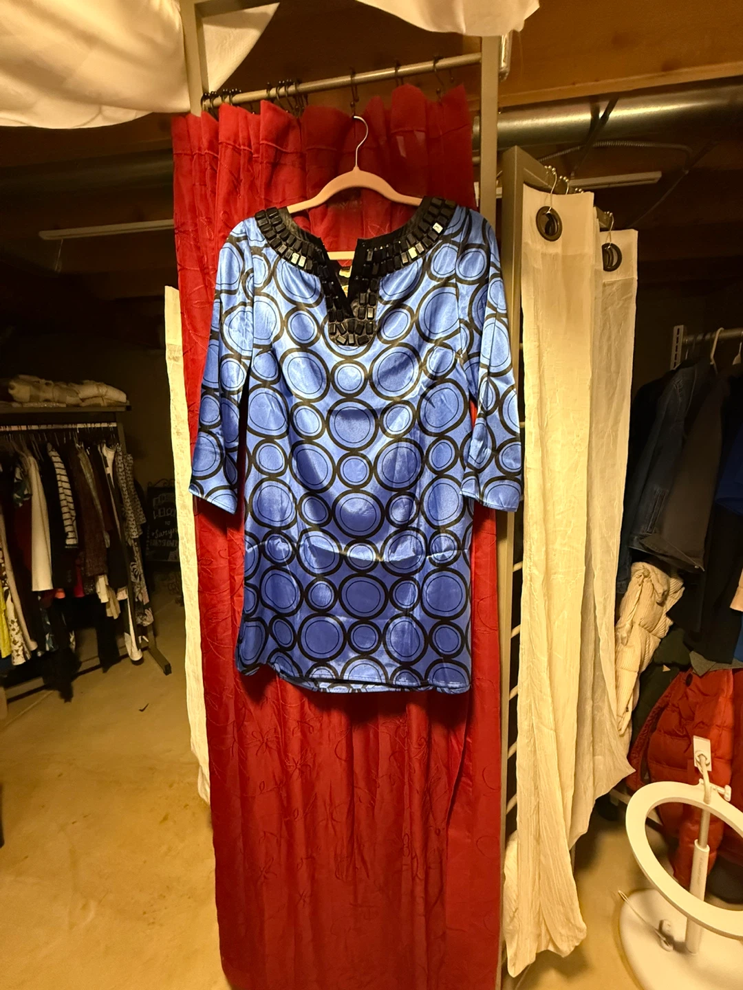 Michael Kors Blue Circle Print Tunic Top Size 4 - photo 2