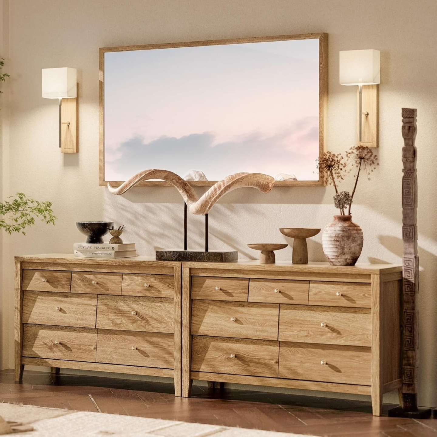 6-Drawer Dresser with Wooden Finish
