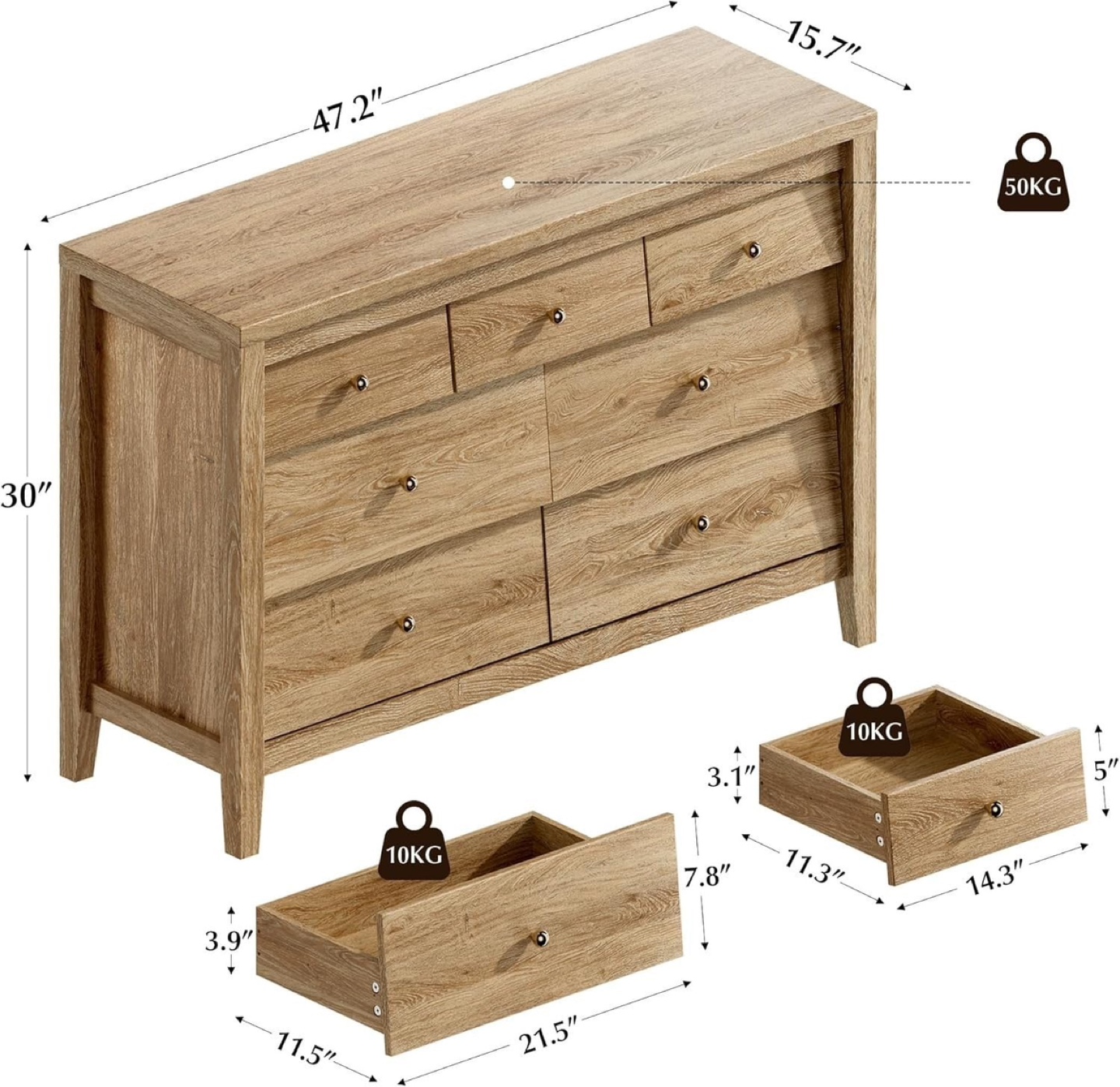 6-Drawer Dresser with Wooden Finish - photo 2
