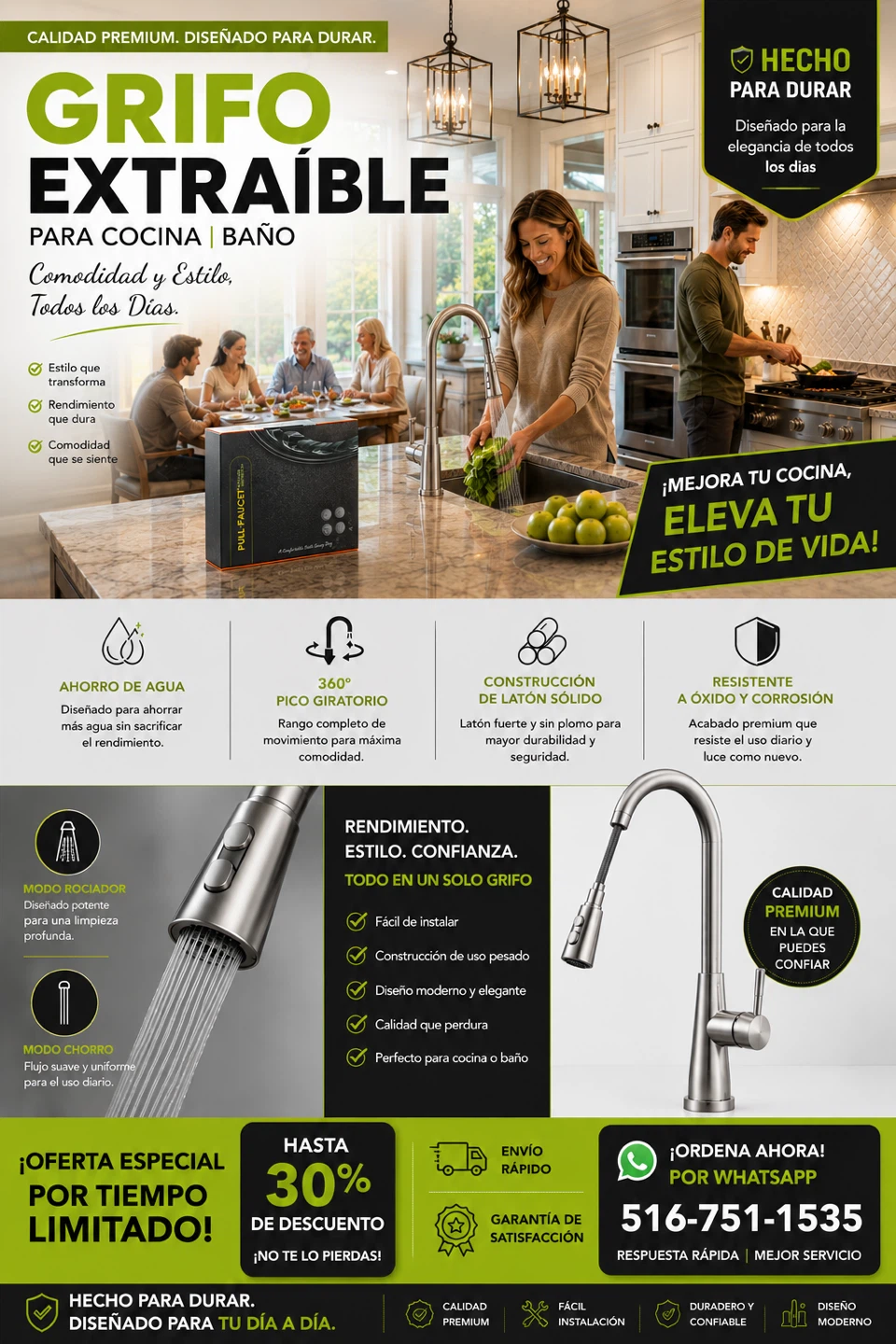 NEW Pull Faucet for Kitchen or Bathroom- 304 Stainless steel - photo 4
