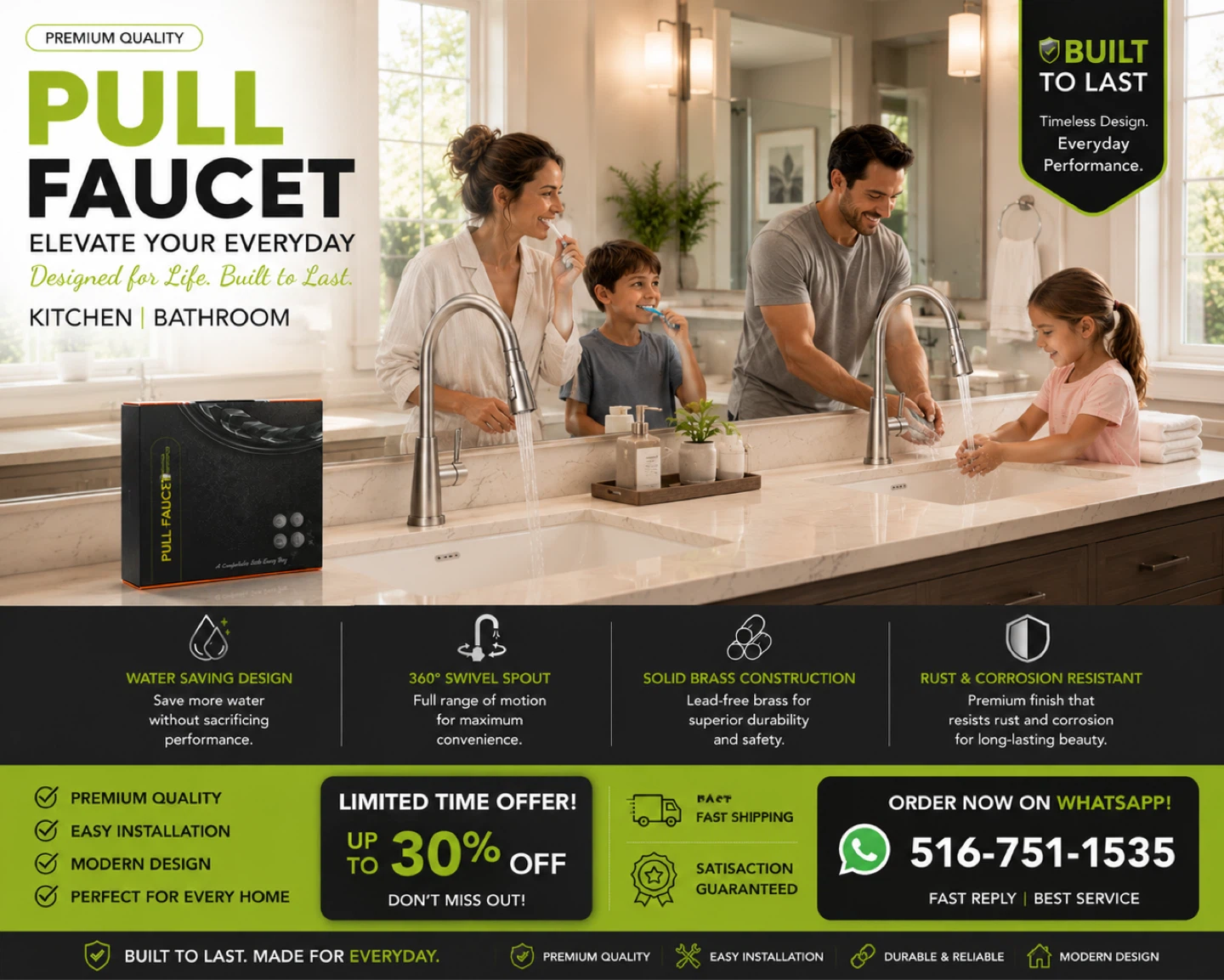 NEW Pull Faucet for Kitchen or Bathroom- 304 Stainless steel - photo 5
